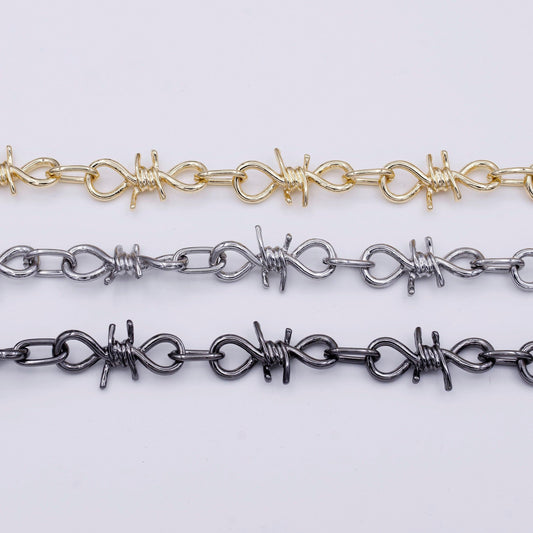 Barbed wire chain by yard gothic designed 29.3mm x 15.2mm gold, silver, black wholesale roll chain - roll-957, roll-958, roll-959