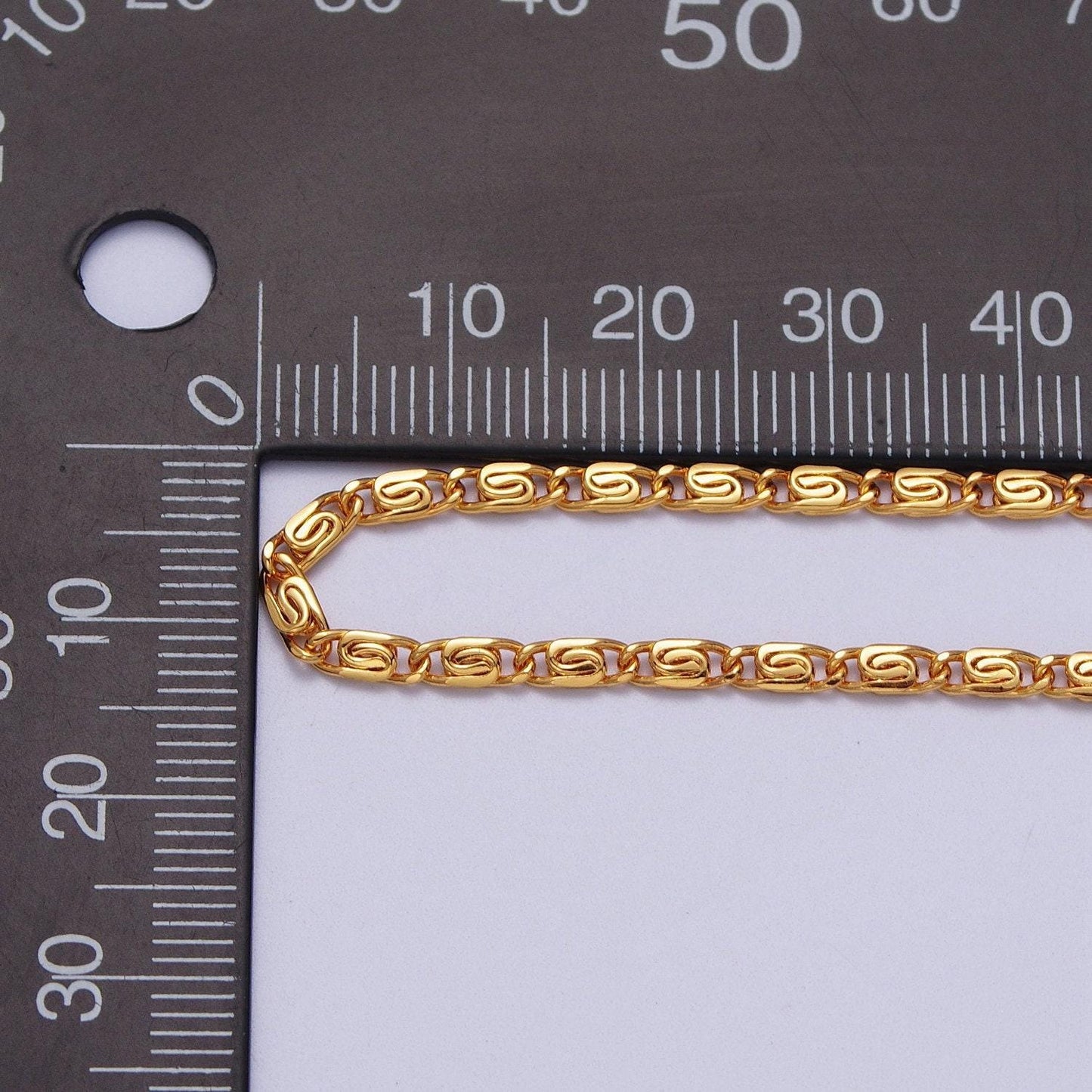 24k gold filled scroll unfinished bulk chain by yard, 2.6mm width gold & silver wholesale elegant chain for jewelry | roll-955, roll-956
