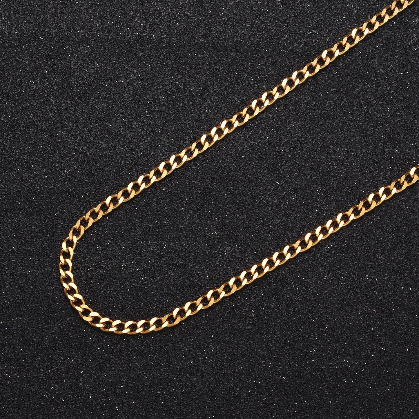 24k gold filled cuban curb unfinished chain by yard, 3mm width rounded fla edge curb wholesale jewelry making component | roll-946