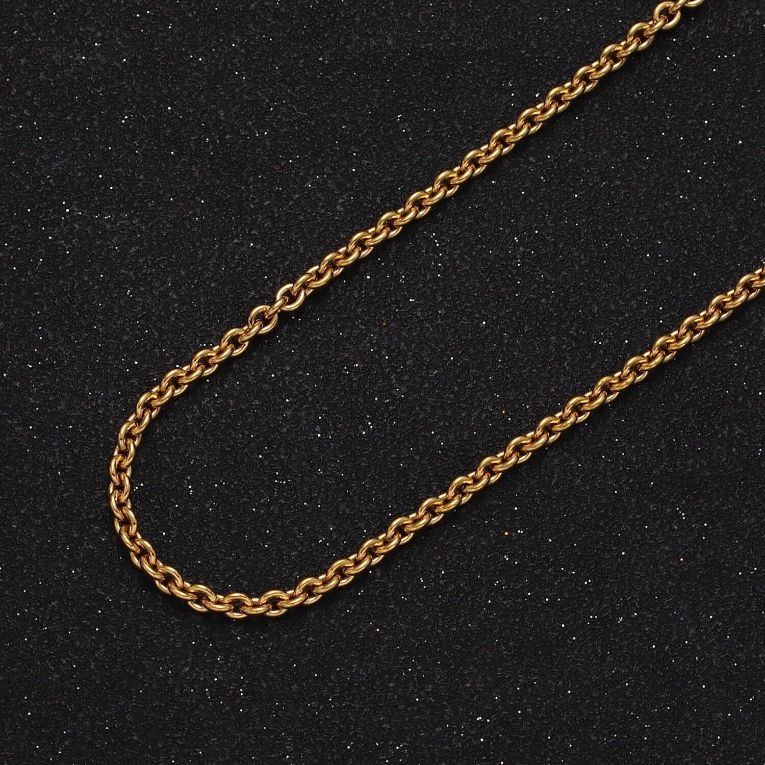 Dainty 3mm round rolo cable unfinished gold, silver chain by yard, 24k gold filled wholesale bulk roll chain | roll-907, roll-908