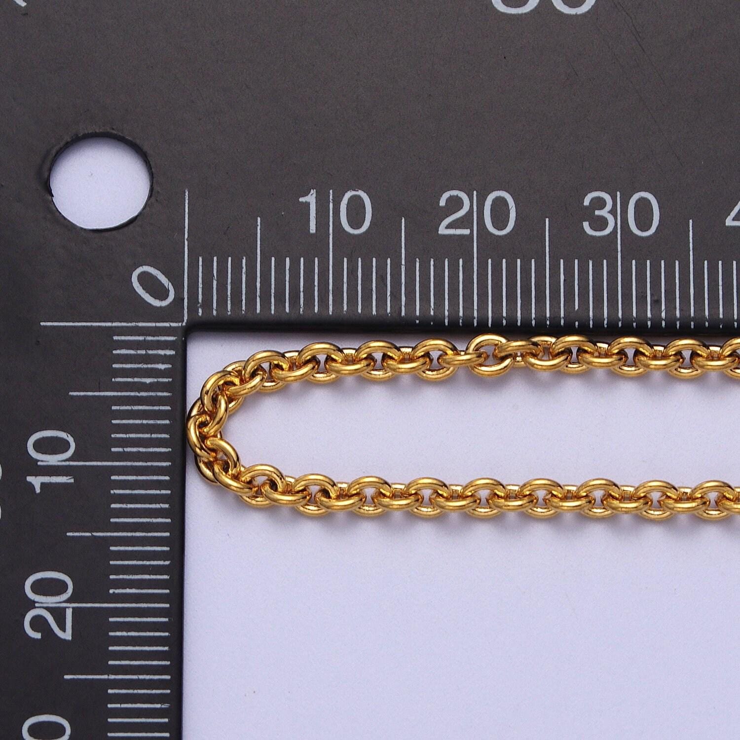 Dainty 3mm round rolo cable unfinished gold, silver chain by yard, 24k gold filled wholesale bulk roll chain | roll-907, roll-908