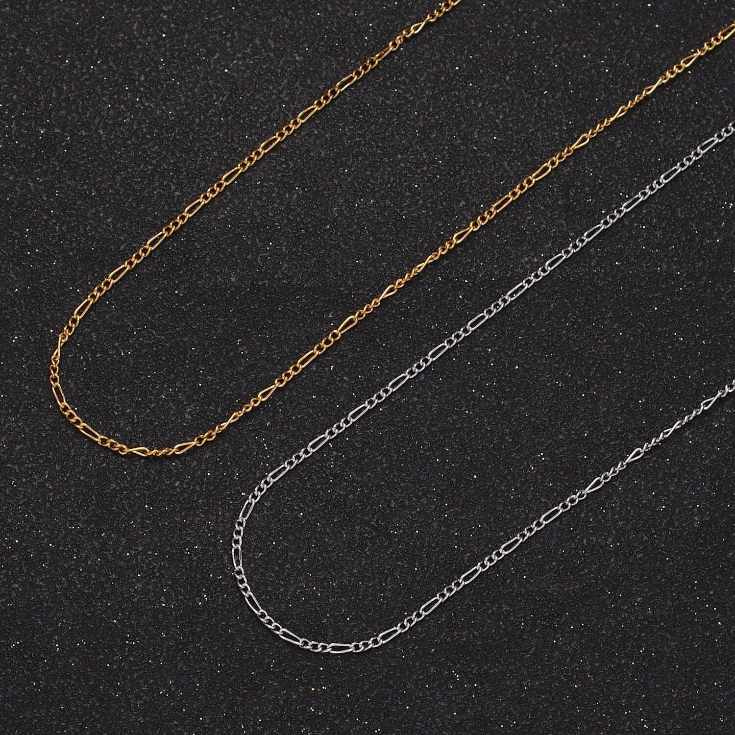 24k gold filled dainty 1.3mm figaro unfinished gold, silver wholesale jewelry making chain | roll-903 , 904