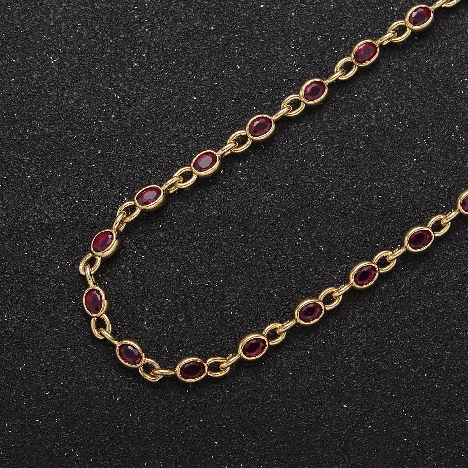 4.0mm 24k gold filled oval bezel link unsoldered cut cubic zirconia cz chain by yard bulk wholesale | roll-754, -755, -756, -859