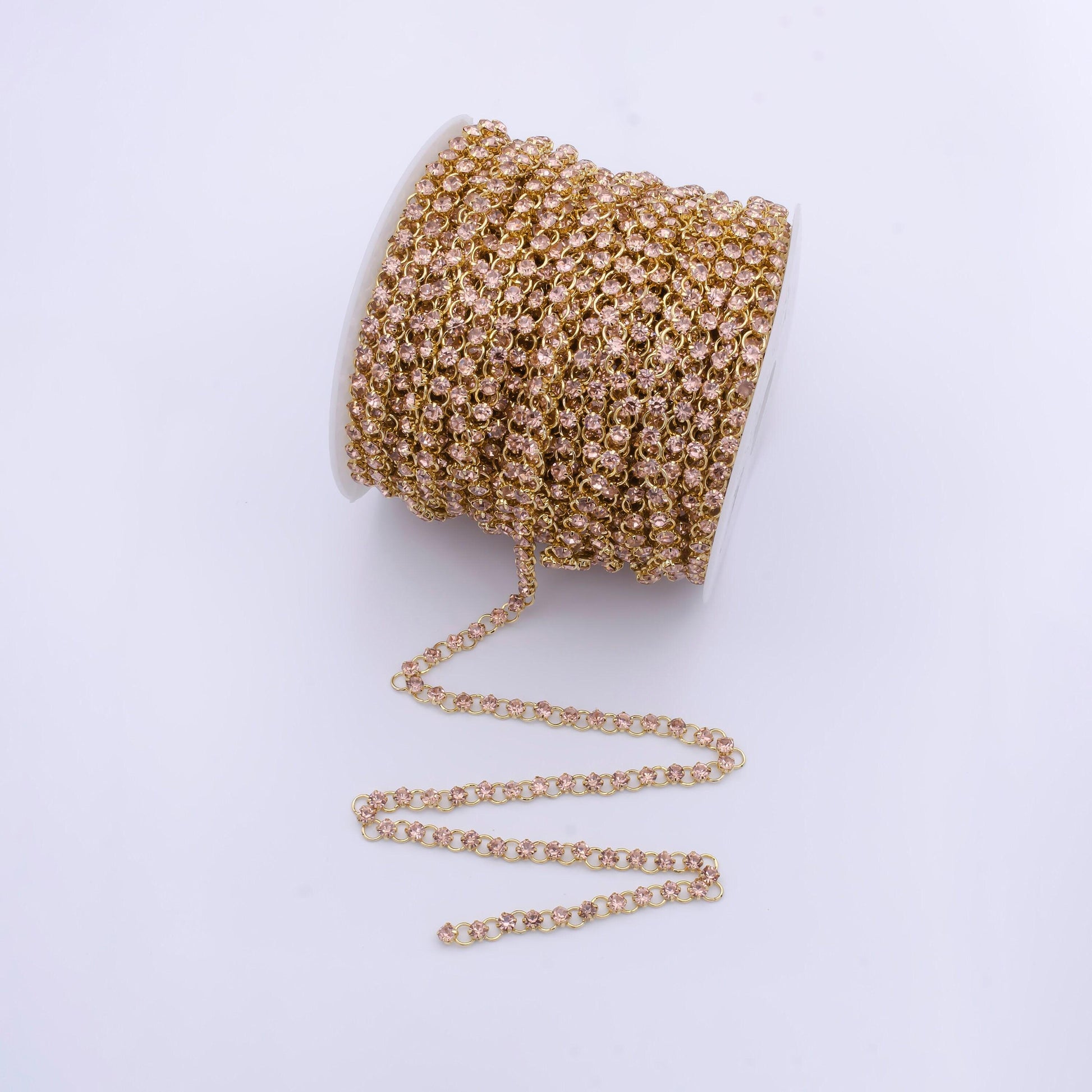 5.2mm gold hollow circles w. cz floral roll chain by yard, 24k gold filled wholesale bulk micro paved rolo flower link | roll-864~roll-866