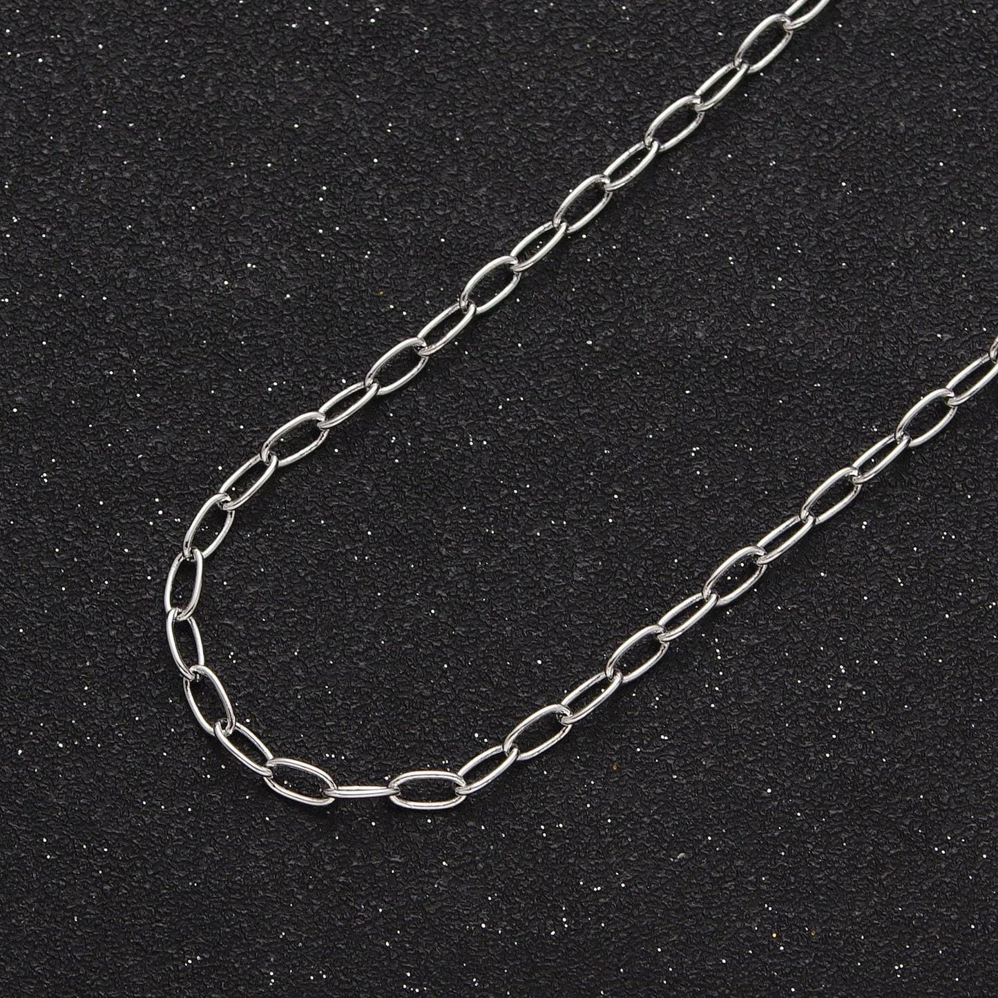 Unfinished silver paperclip chain by yard, 3.9mm or 2.9mm white gold filled paper clip bulk wholesale roll chain supply | roll-853, -854