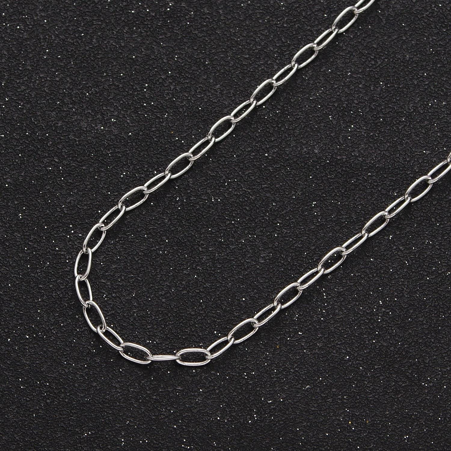 Unfinished silver paperclip chain by yard, 3.9mm or 2.9mm white gold filled paper clip bulk wholesale roll chain supply | roll-853, -854