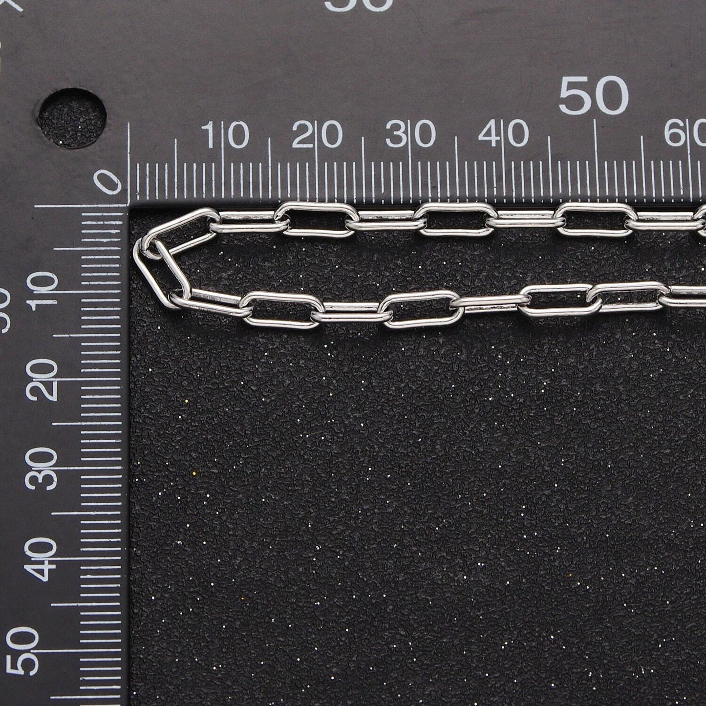 Unfinished silver paperclip chain by yard, 3.9mm or 2.9mm white gold filled paper clip bulk wholesale roll chain supply | roll-853, -854