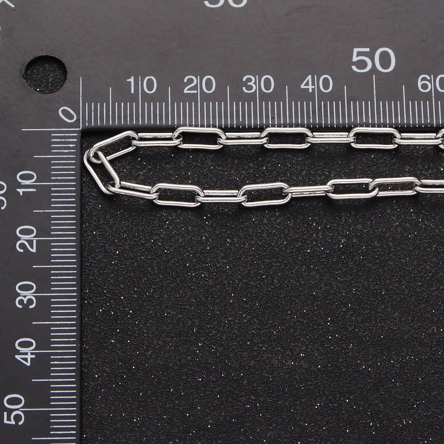 Unfinished silver paperclip chain by yard, 3.9mm or 2.9mm white gold filled paper clip bulk wholesale roll chain supply | roll-853, -854