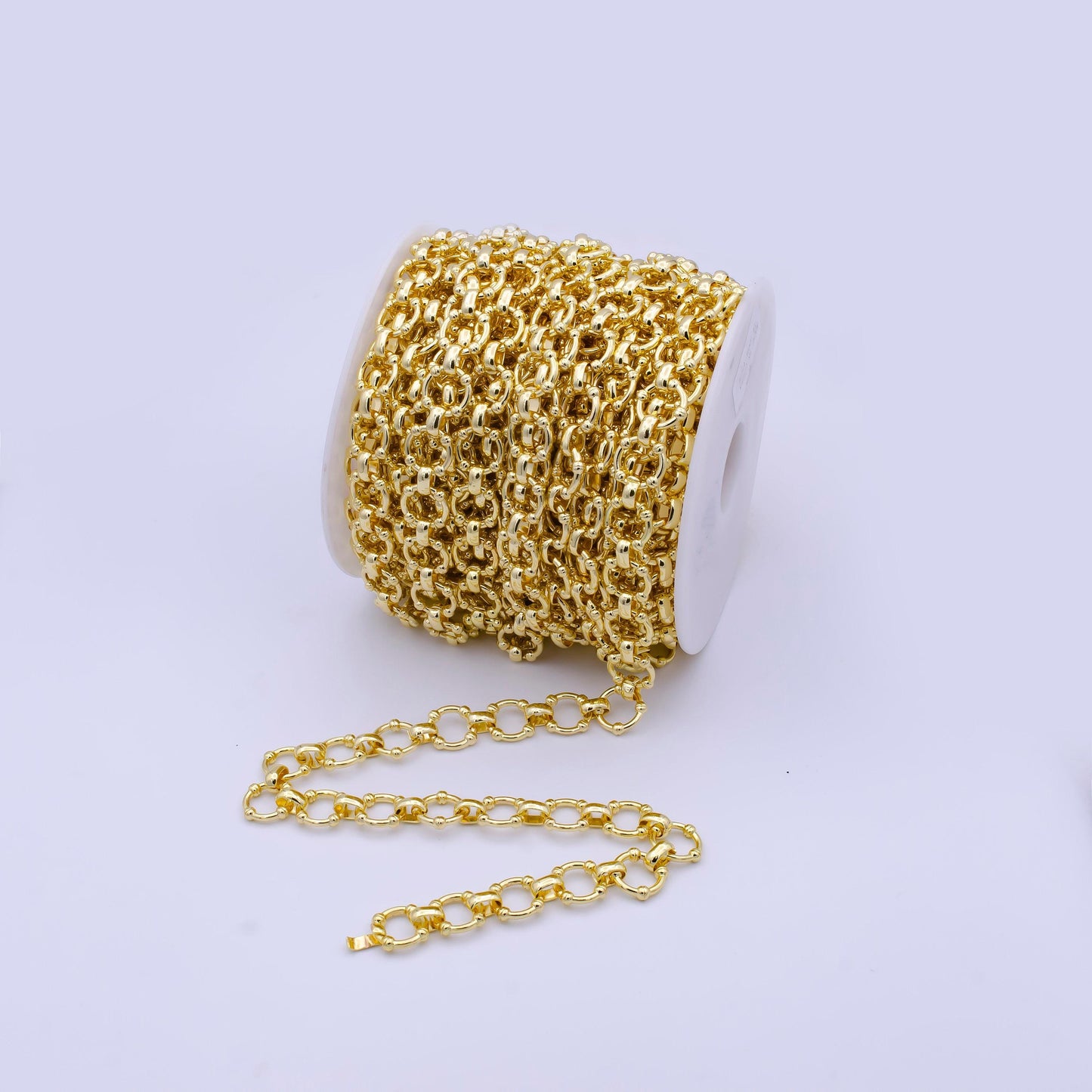 Gold silver unfinished chunky cable chain link by yard, bold gold filled chain bulk wholesale for statement jewelry | roll-801, -802