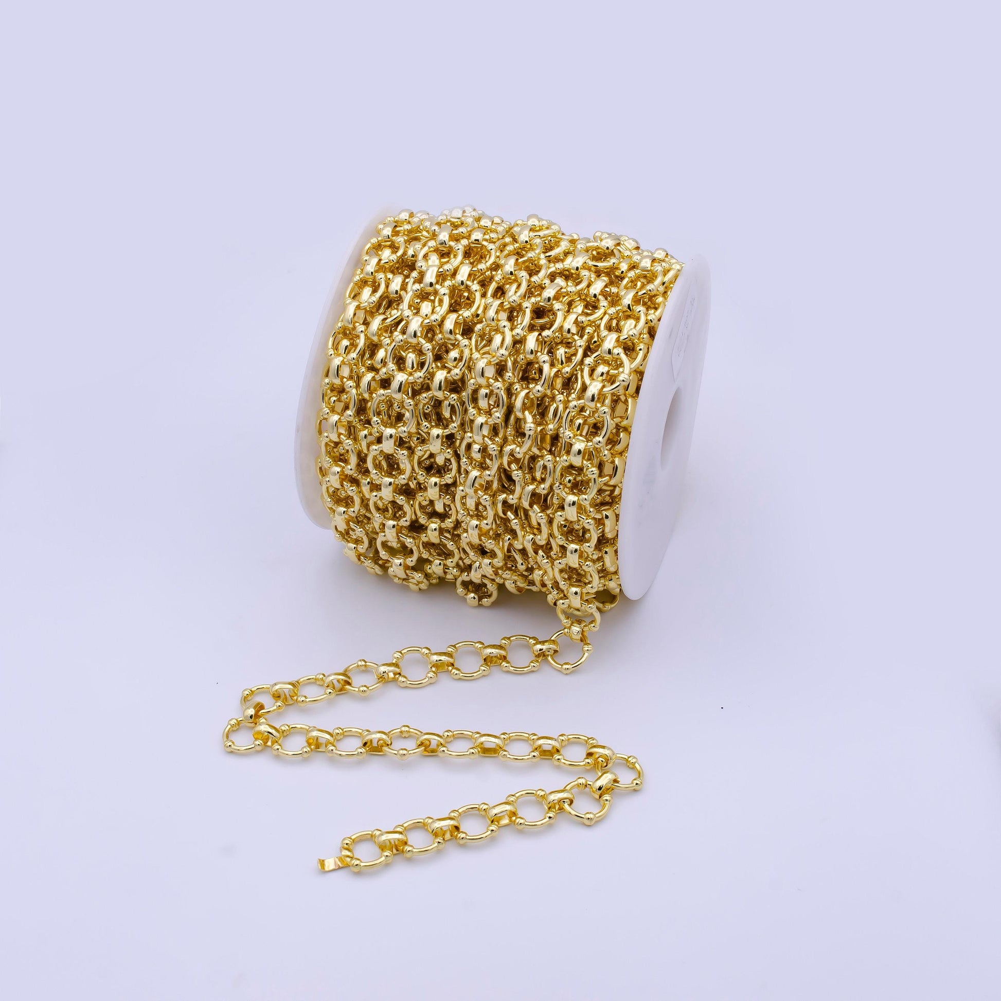 Gold silver unfinished chunky cable chain link by yard, bold gold filled chain bulk wholesale for statement jewelry | roll-801, -802