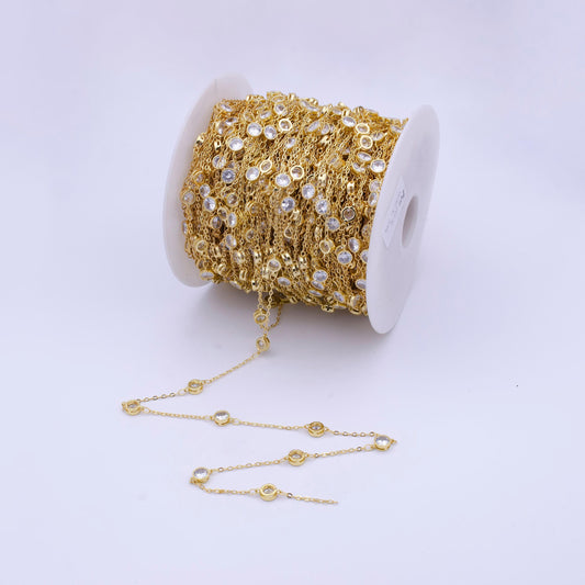 Station bezel cut cz satellites chain by yard wholesale, station chain cz cut chain for jewelry making | roll-782, -783, -784, -785