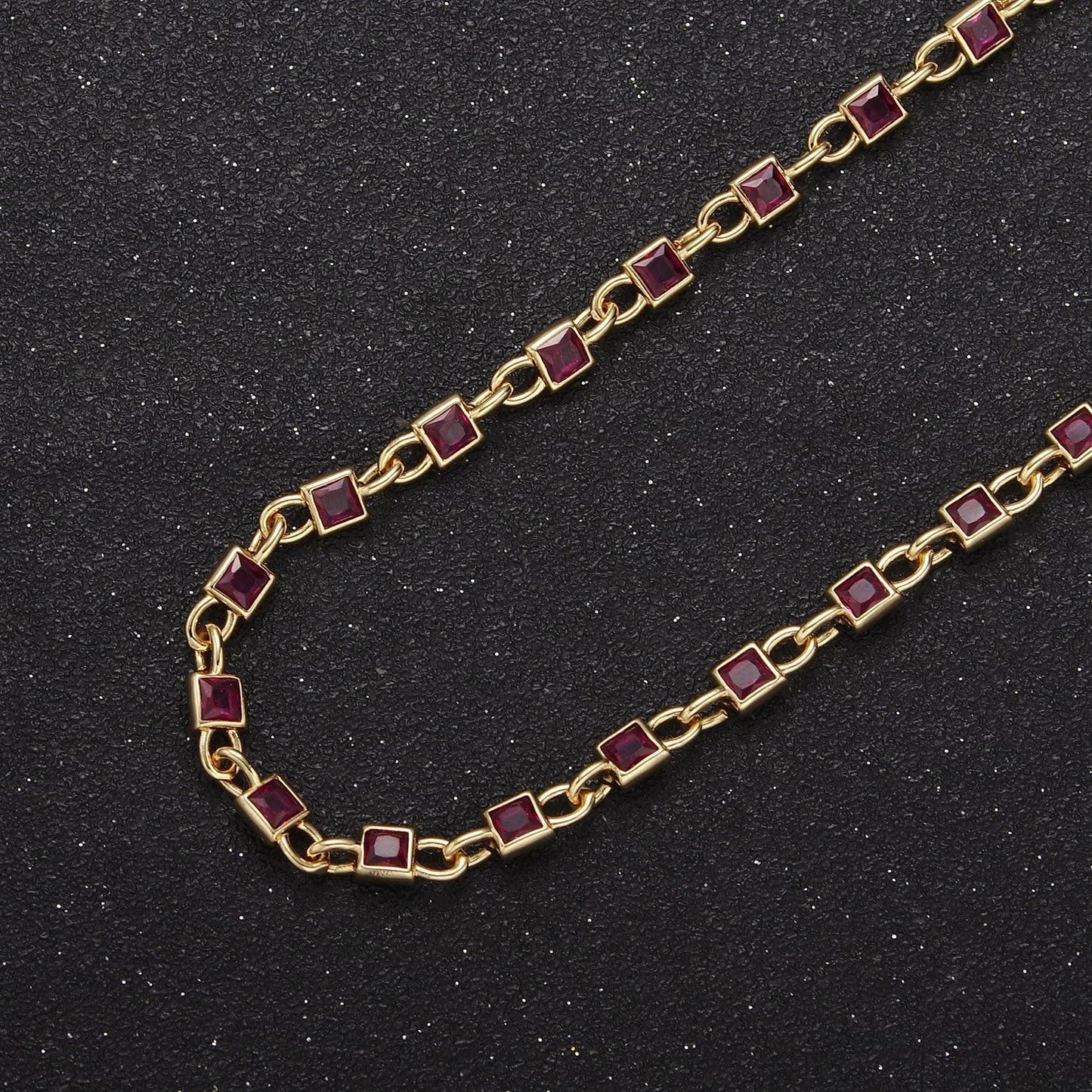 4.0mm 24k gold filled square bezel link unsoldered cut cubic zirconia cz chain by yard bulk wholesale | roll-758, -759, -760, -761, -777