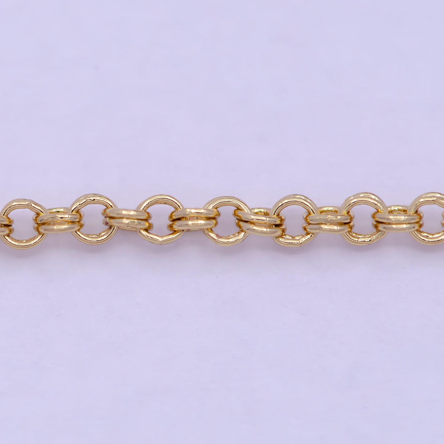 24k gold filled unfinished rolo chain by yard, double rolo bulk wholesale chain | roll-734