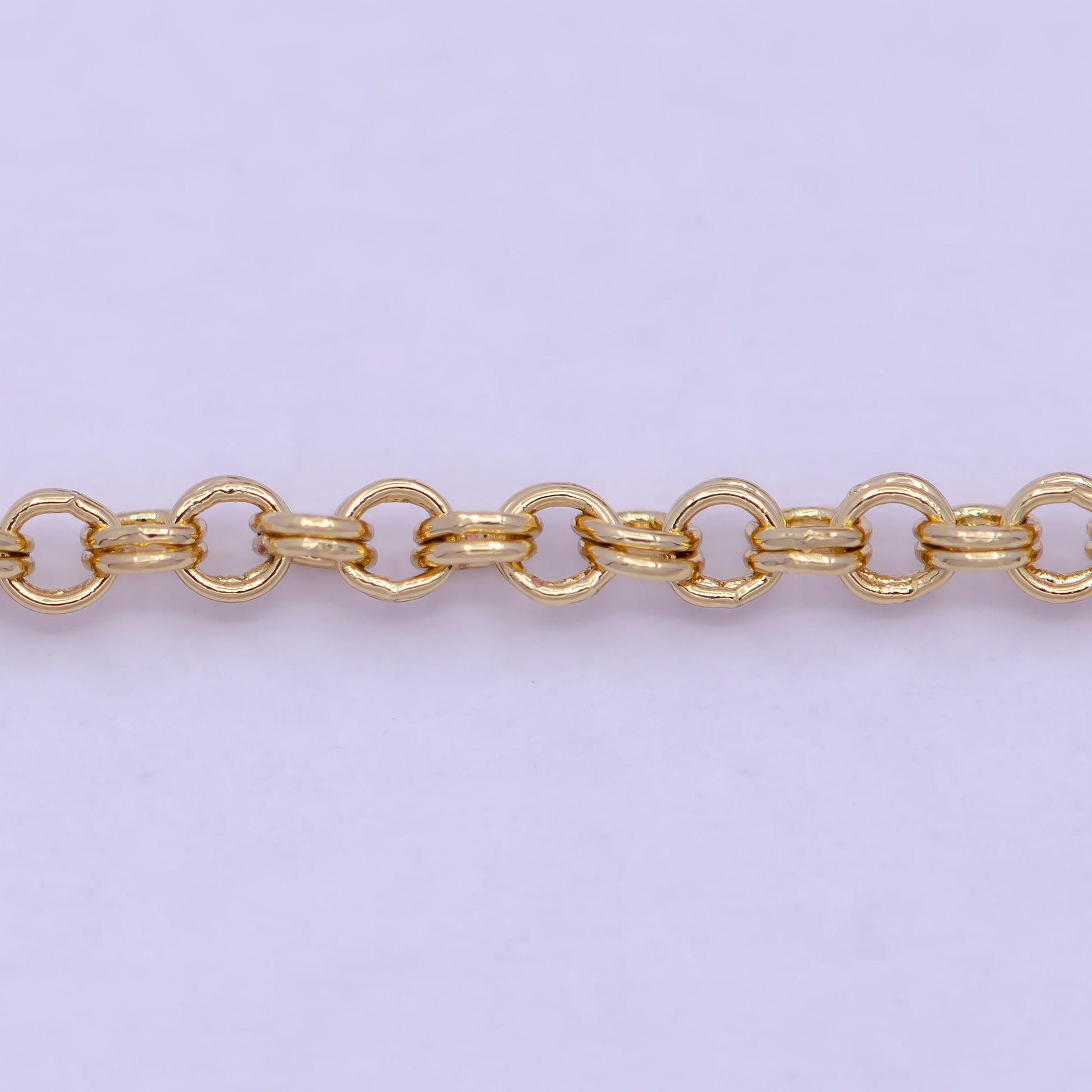 24k gold filled unfinished rolo chain by yard, double rolo bulk wholesale chain | roll-734