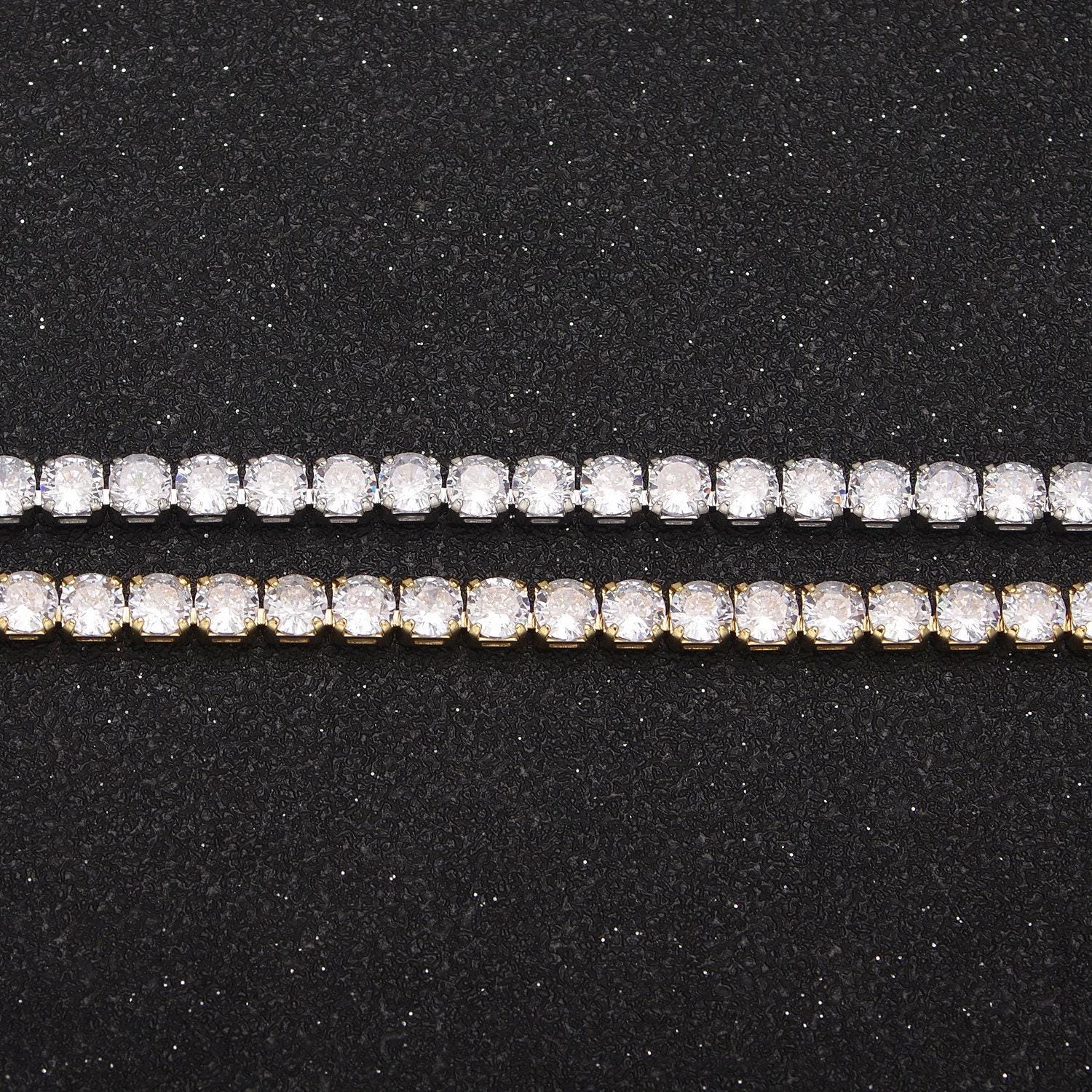 24k gold filled tennis chain, 4mm width cubic zirconia cz, wholesale bulk roll chain for jewelry making, 684
