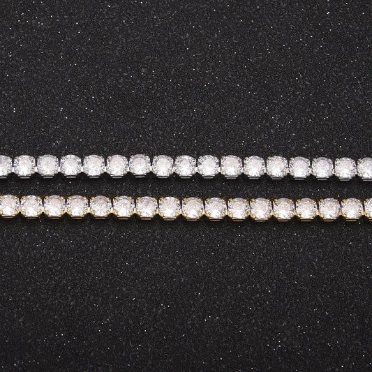 24k gold filled tennis chain, 4mm width cubic zirconia cz, wholesale bulk roll chain for jewelry making, 684