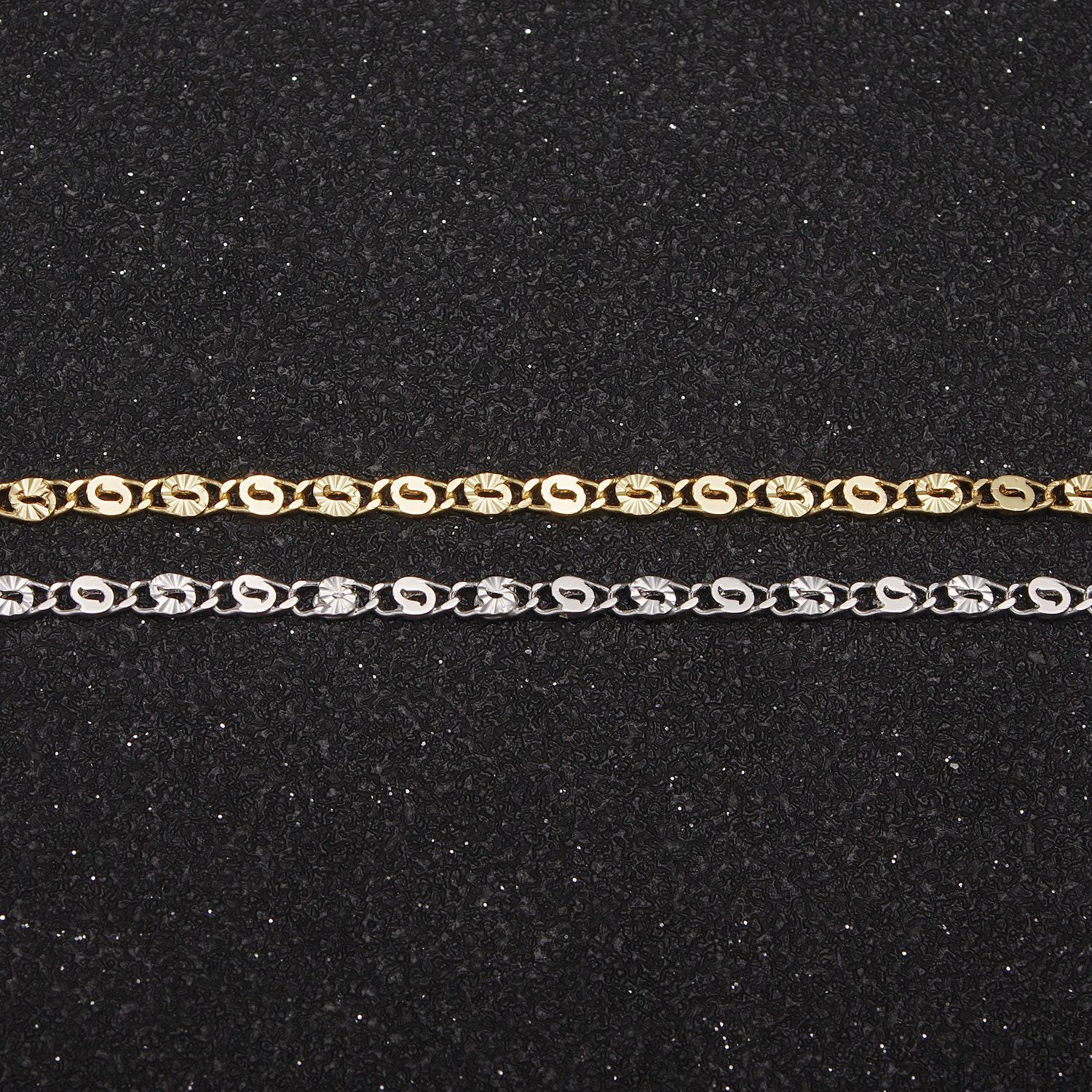 24k gold filled sunburst scroll chain by yard, 2.3mm width silver & gold chain, wholesale bulk roll chain for jewelry making, 680