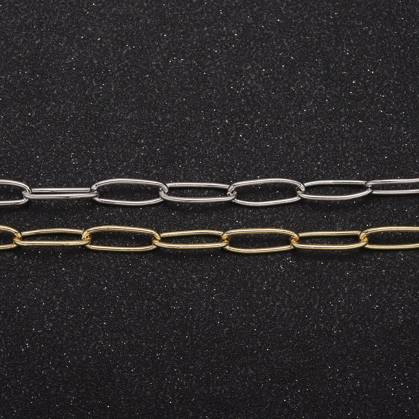 24k gold filled dainty cable paperclip chain, 14x5mm width cable silver & gold chain, wholesale bulk roll chain for jewelry making, 678