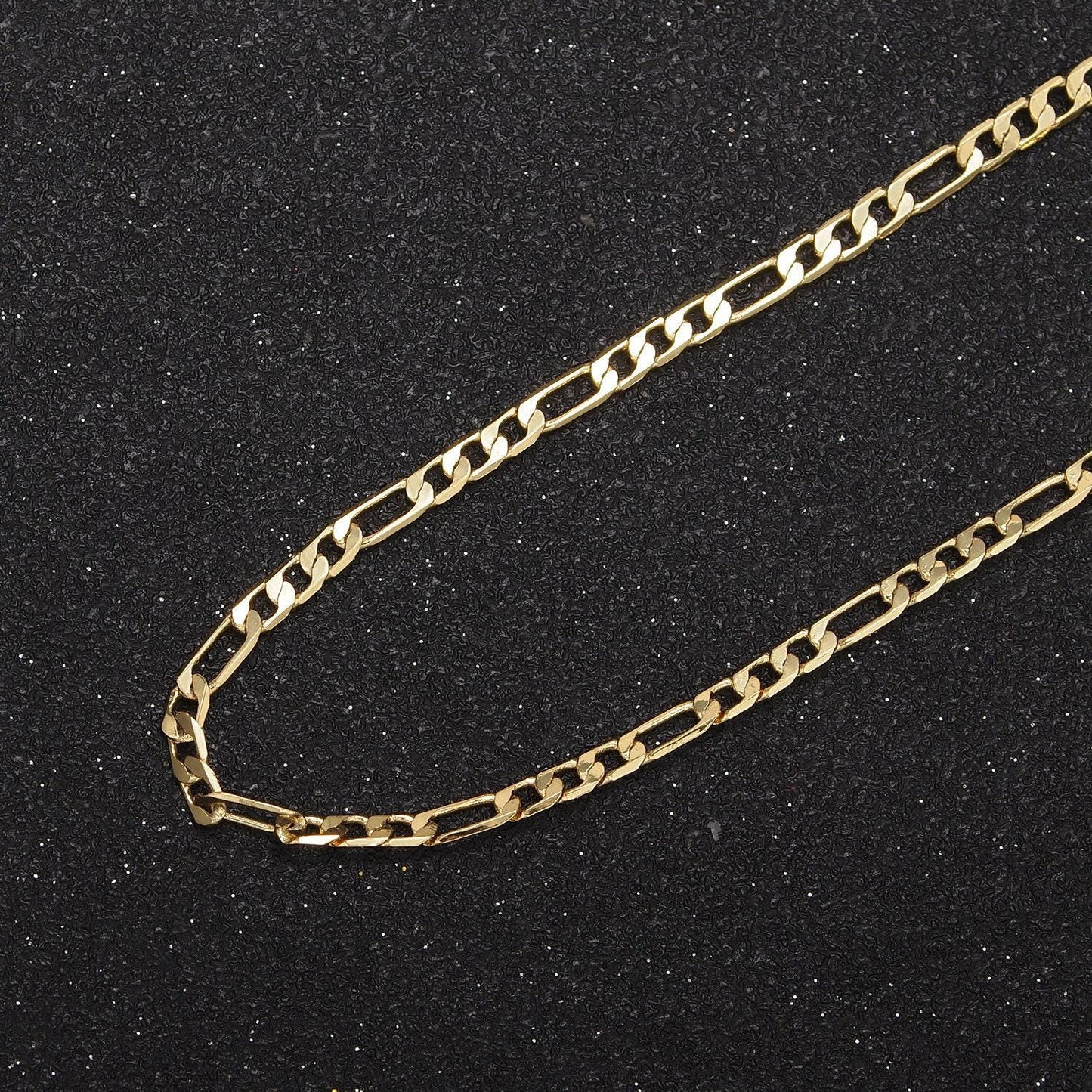 24k gold filled flat figaro chain, 2.5mm width chain in gold & silver color, wholesale bulk roll chain for jewelry making, 674