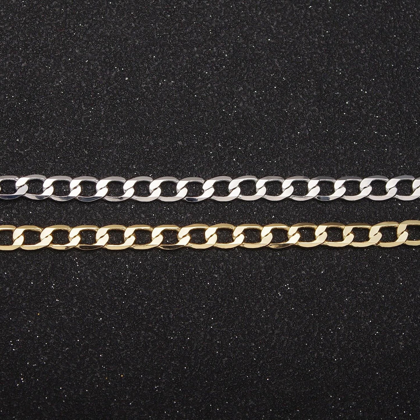 24k gold filled flat curb chain by yard, 4.5mm width chain in silver & gold color, wholesale bulk roll chain for jewelry making, 672