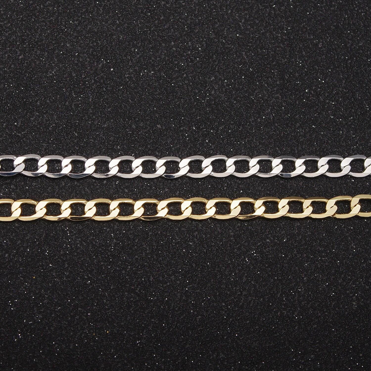 24k gold filled flat curb chain by yard, 4.5mm width chain in silver & gold color, wholesale bulk roll chain for jewelry making, 672