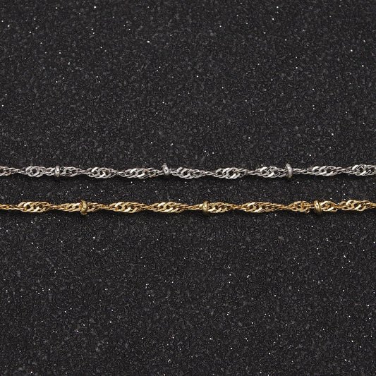 24k gold filled singapore satellite/bead chain by yard, width 2.3mm in gold & silver color, wholesale bulk roll chain for jewelry making,639