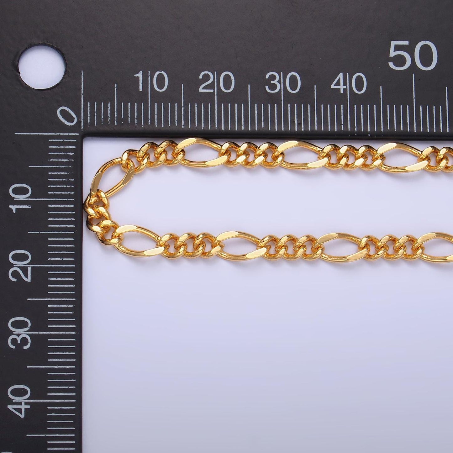 24k gold filled concave figaro chain, wholesale roll flat figaro chain for jewelry making, 3.5mm width silver & gold color figaro chain, 631