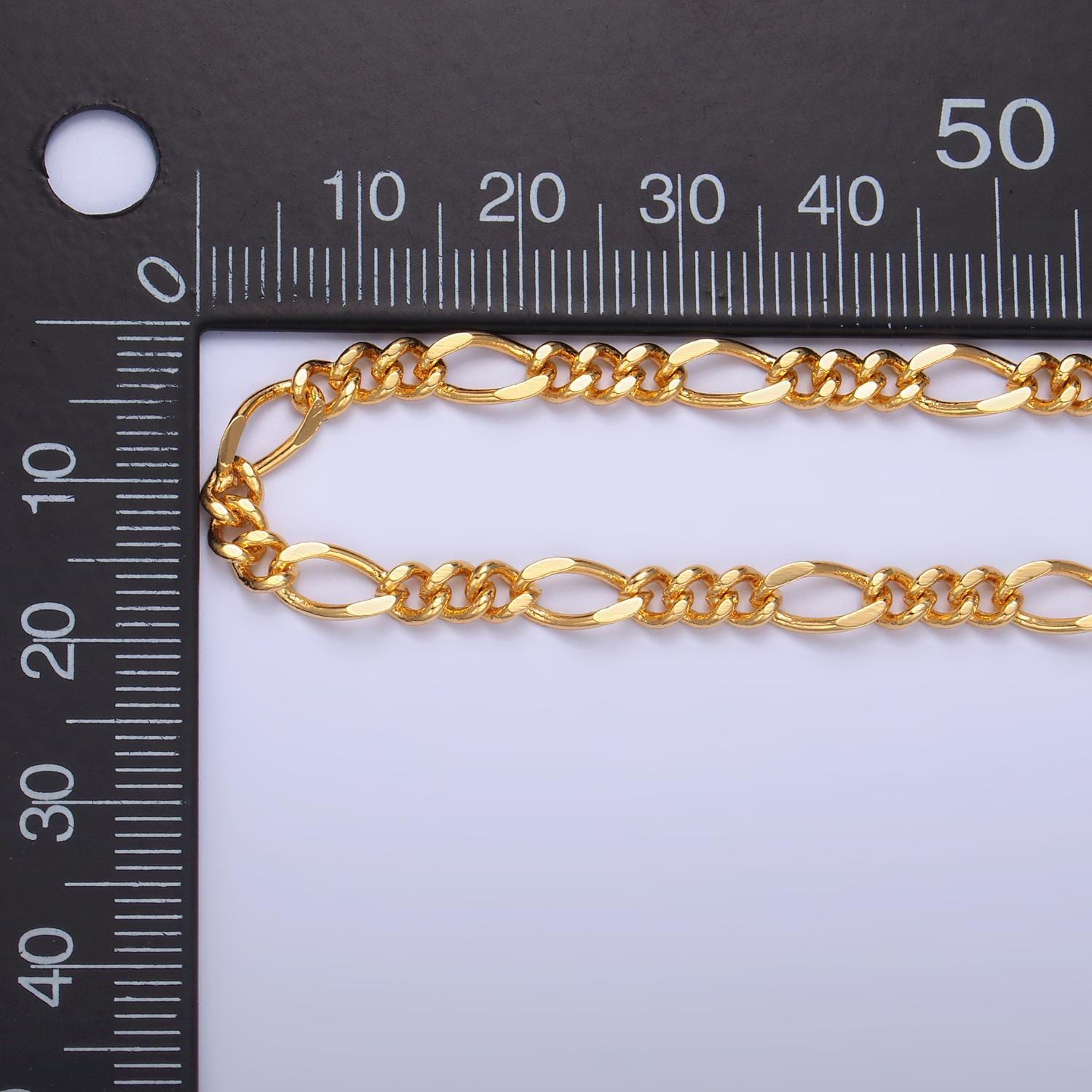 24k gold filled concave figaro chain, wholesale roll flat figaro chain for jewelry making, 3.5mm width silver & gold color figaro chain, 631
