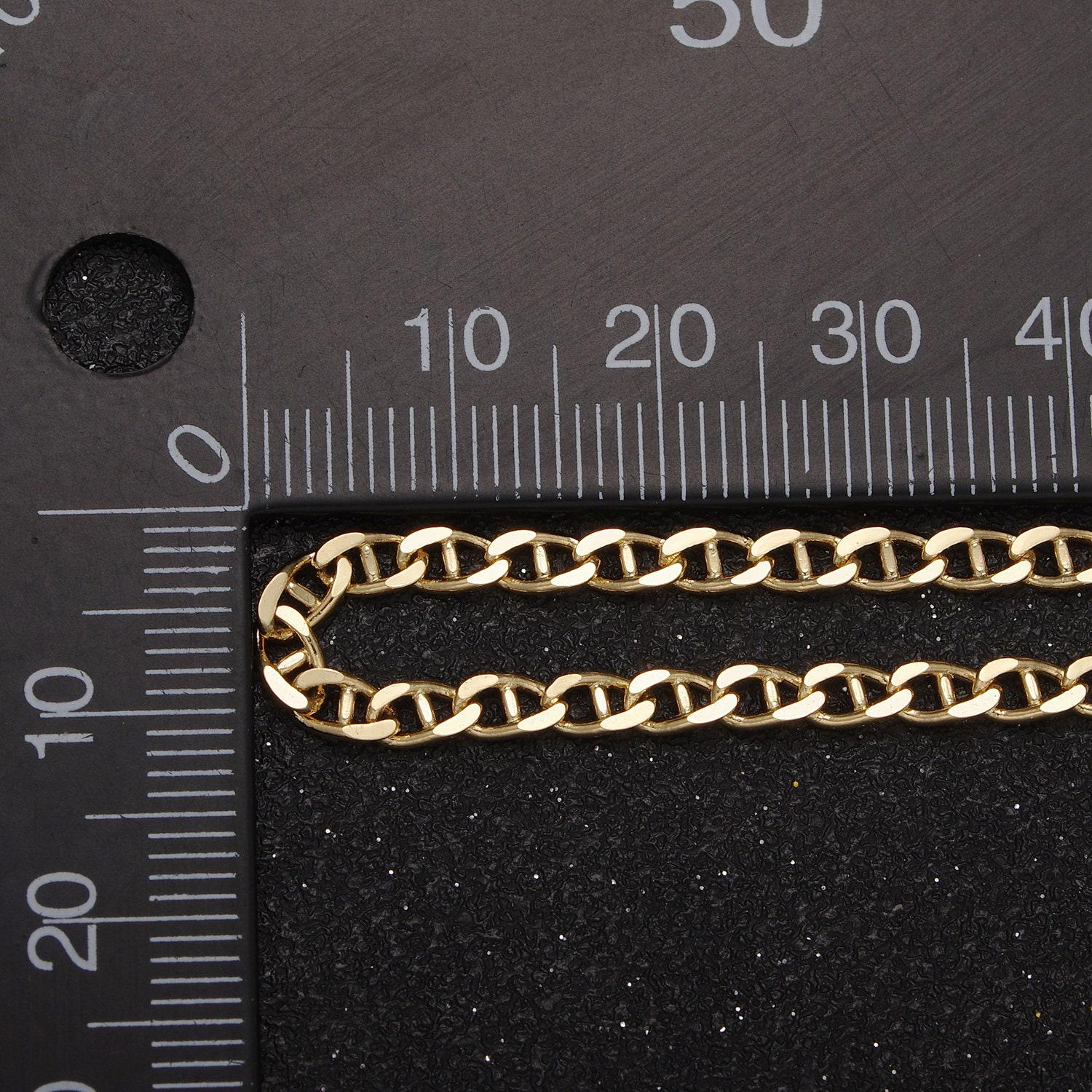 24k gold filled concave anchor wholesale chain, 3.2mm width flat anchor bulk roll chain for jewelry making, 626
