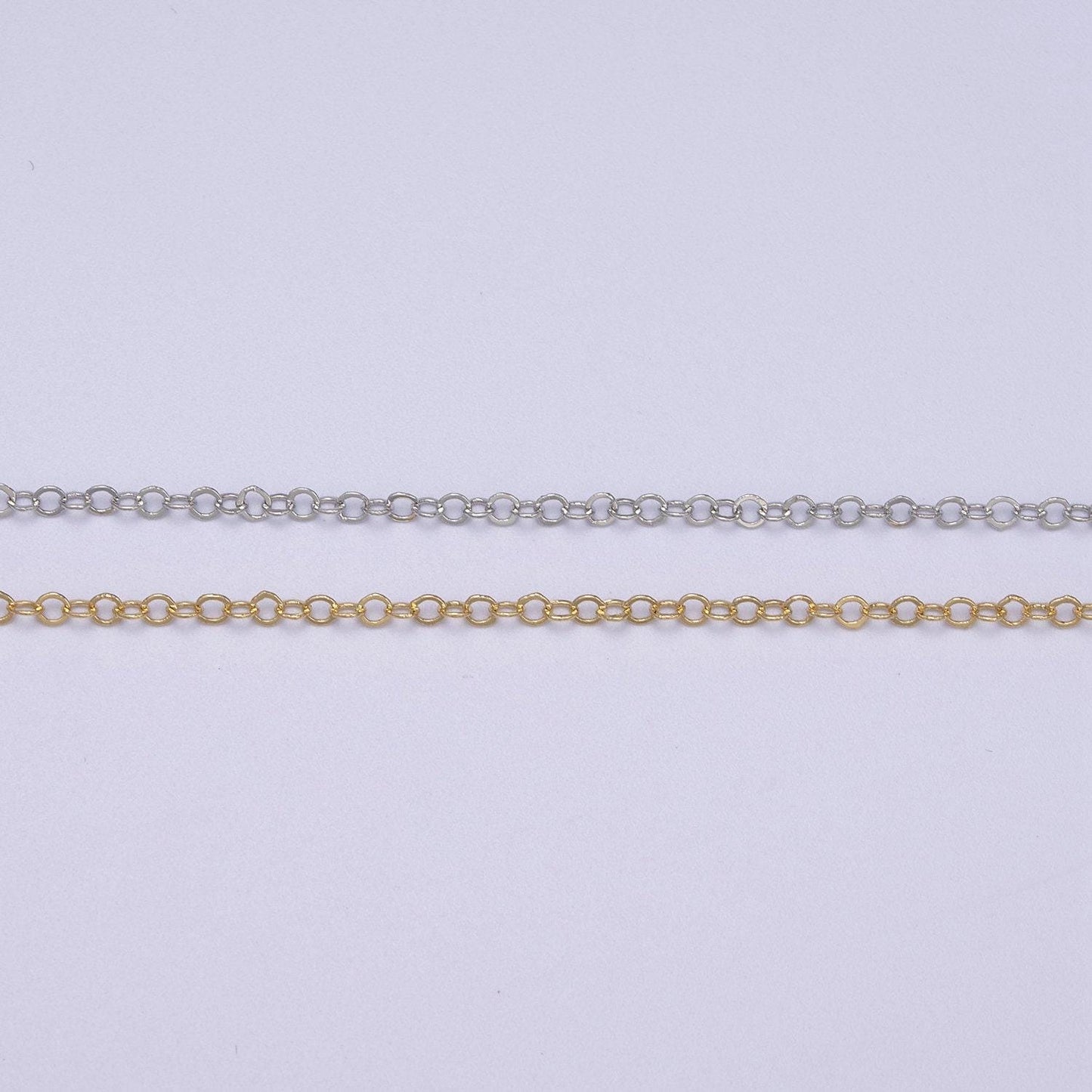 Gold rolo cable chain by yard, oval link chain,wholesale bulk roll chainfor jewelry making, thickness 0.1mm- 619-620