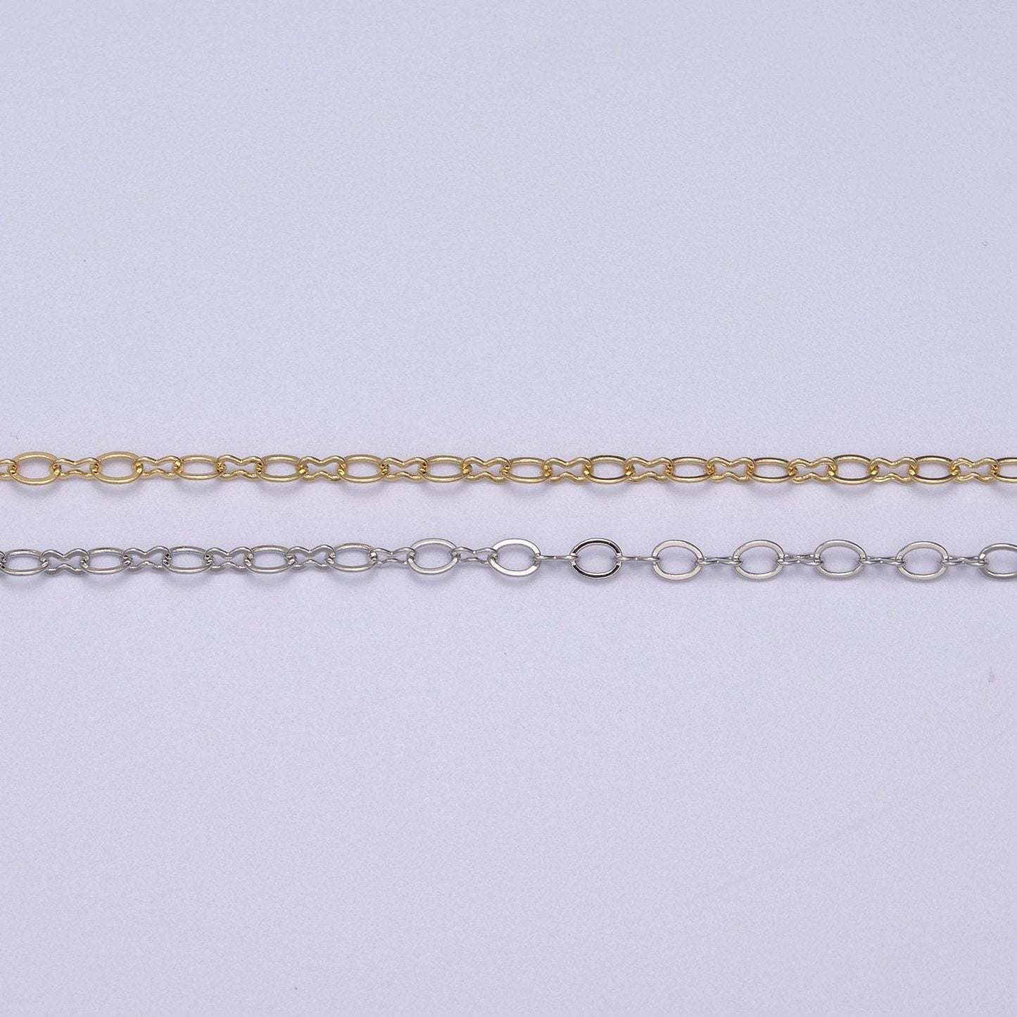 Gold oval and figure 8 chain, dainty chain by yard, great quality bulk chain for jewelry supplies, 615-616