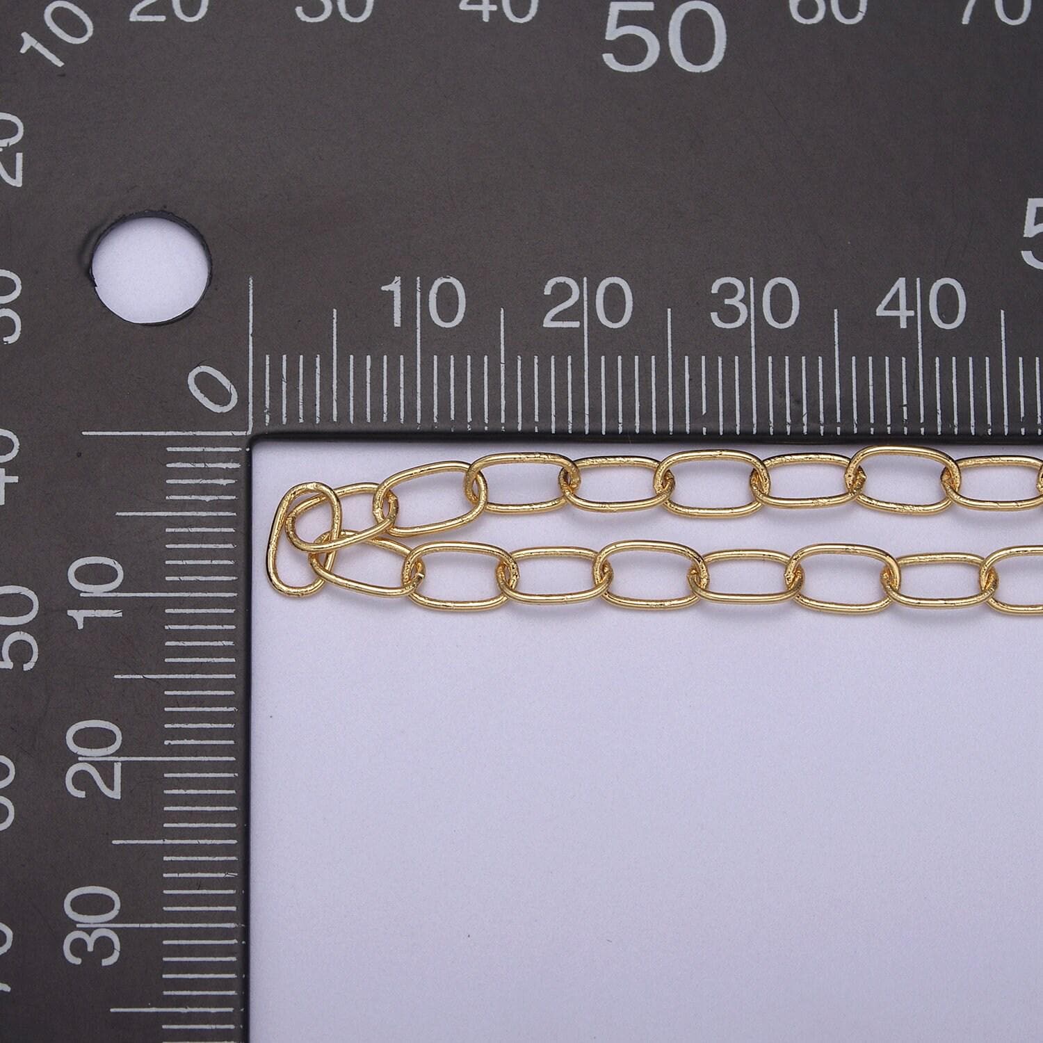 Gold rolo cable paperclip chain by yard, silver rolo elongate chain, wholesale bulk roll chain for jewelry making, roll 617-618