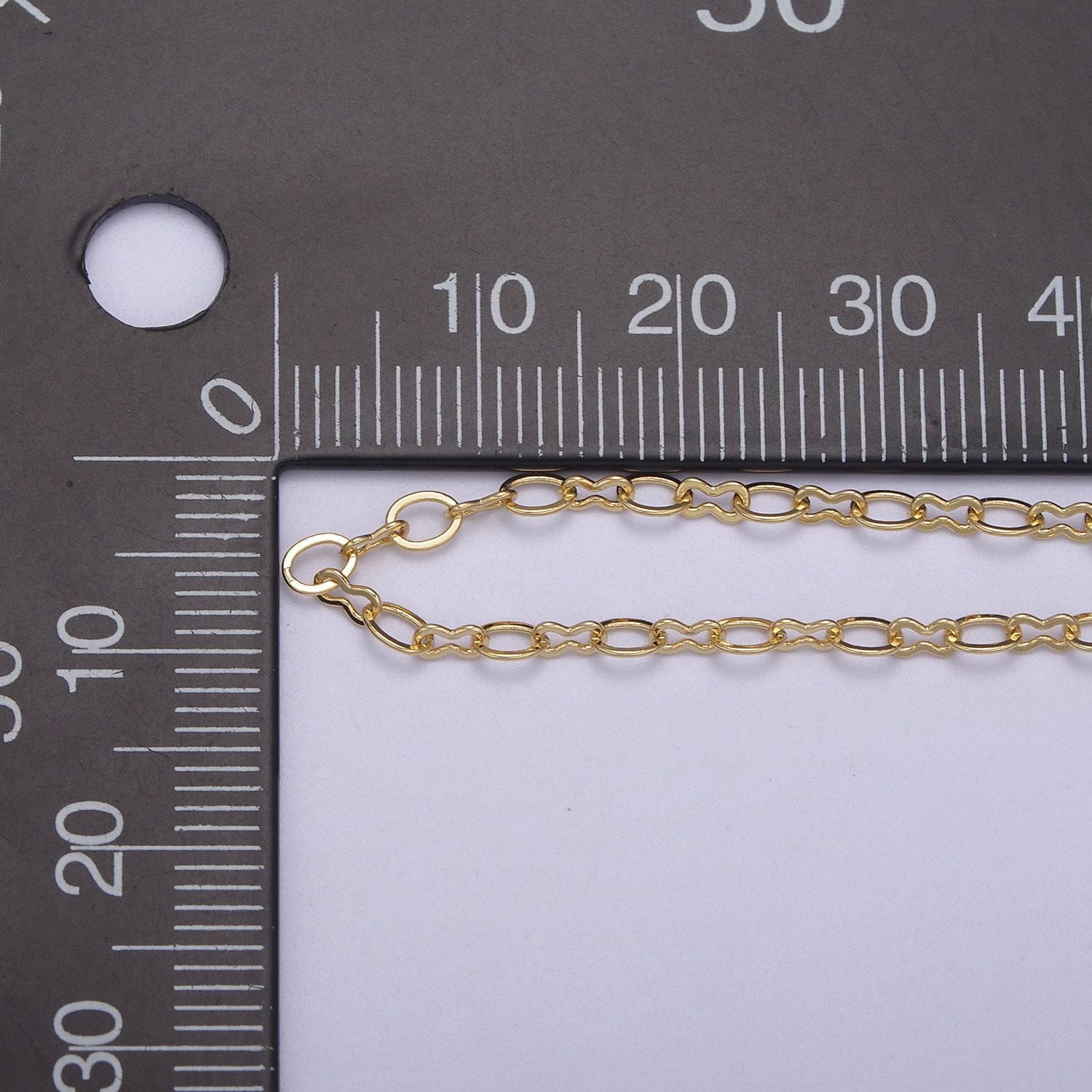 Gold oval and figure 8 chain, dainty chain by yard, great quality bulk chain for jewelry supplies, 615-616