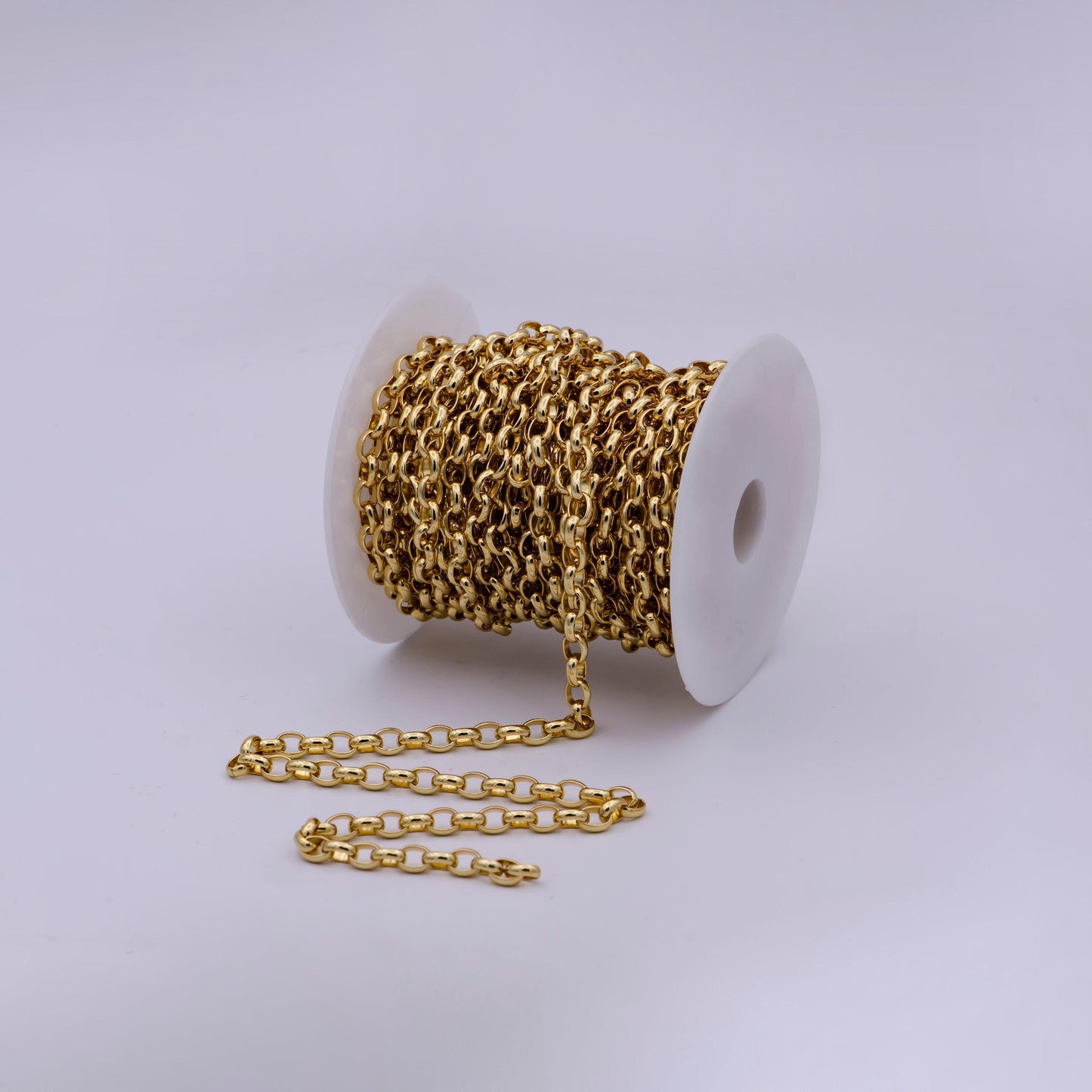 Gold chunky cable chain by yard, rolo link chain, wholesale bulk roll chain jewelry making for bold statement layer necklace making, 572
