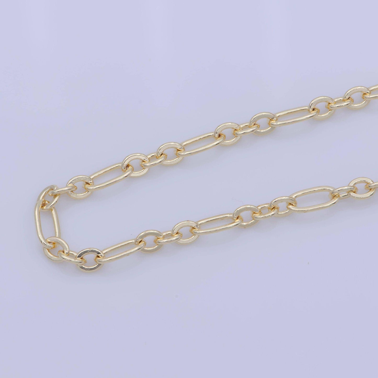 Gold oval and triple rolo chain, dainty chain by yard, great quality bulk chain for jewelry supplies, 554