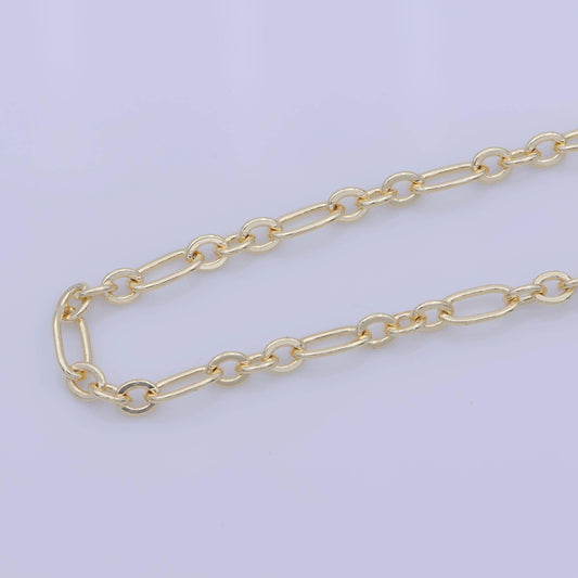 Gold oval and triple rolo chain, dainty chain by yard, great quality bulk chain for jewelry supplies, 554