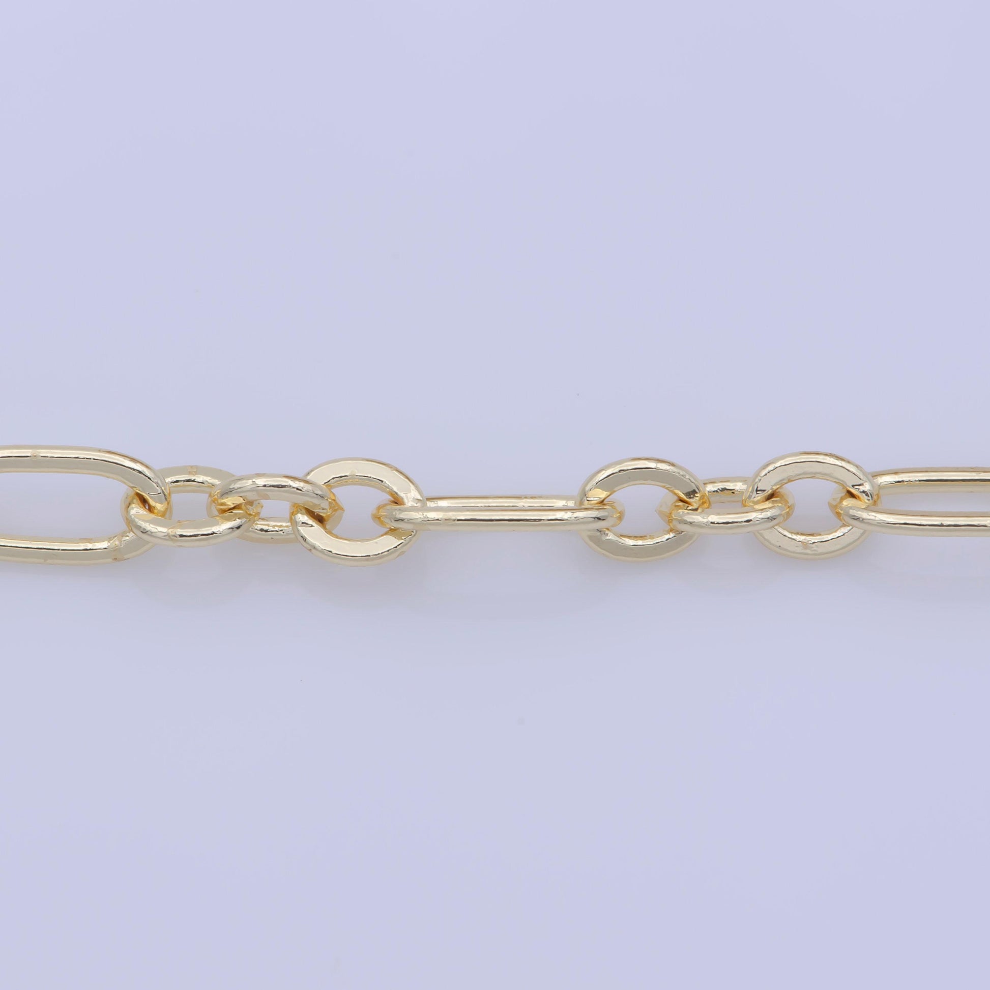 Gold oval and triple rolo chain, dainty chain by yard, great quality bulk chain for jewelry supplies, 554