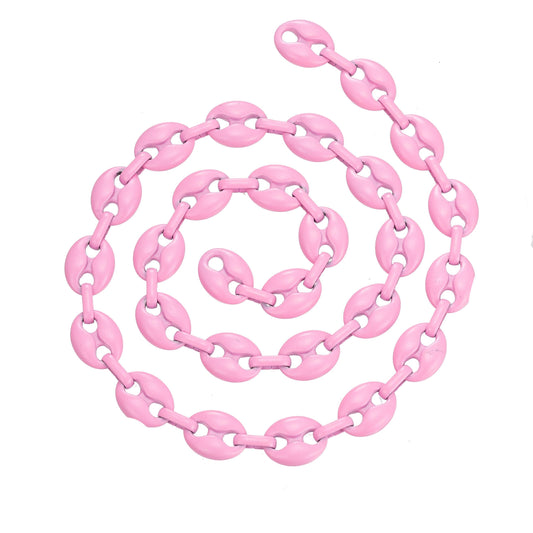 Baby pink enamel oval anchor / mariner chain colorful link neon enamel chain per yard necklace bracelet component supply jewelry making, 512