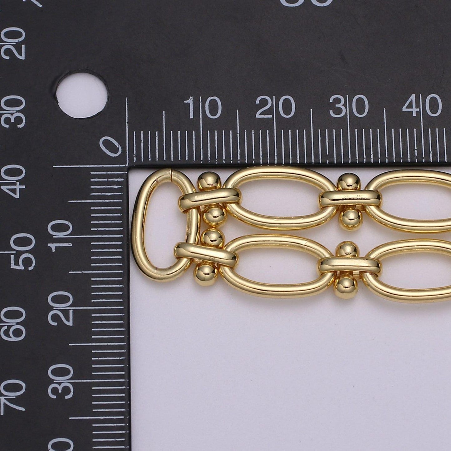 Gold oval rolo and cross chain by yard, figure 8 oval link chain, fancy wholesale bulk roll chain for jewelry making, width 9.4mm,roll-491
