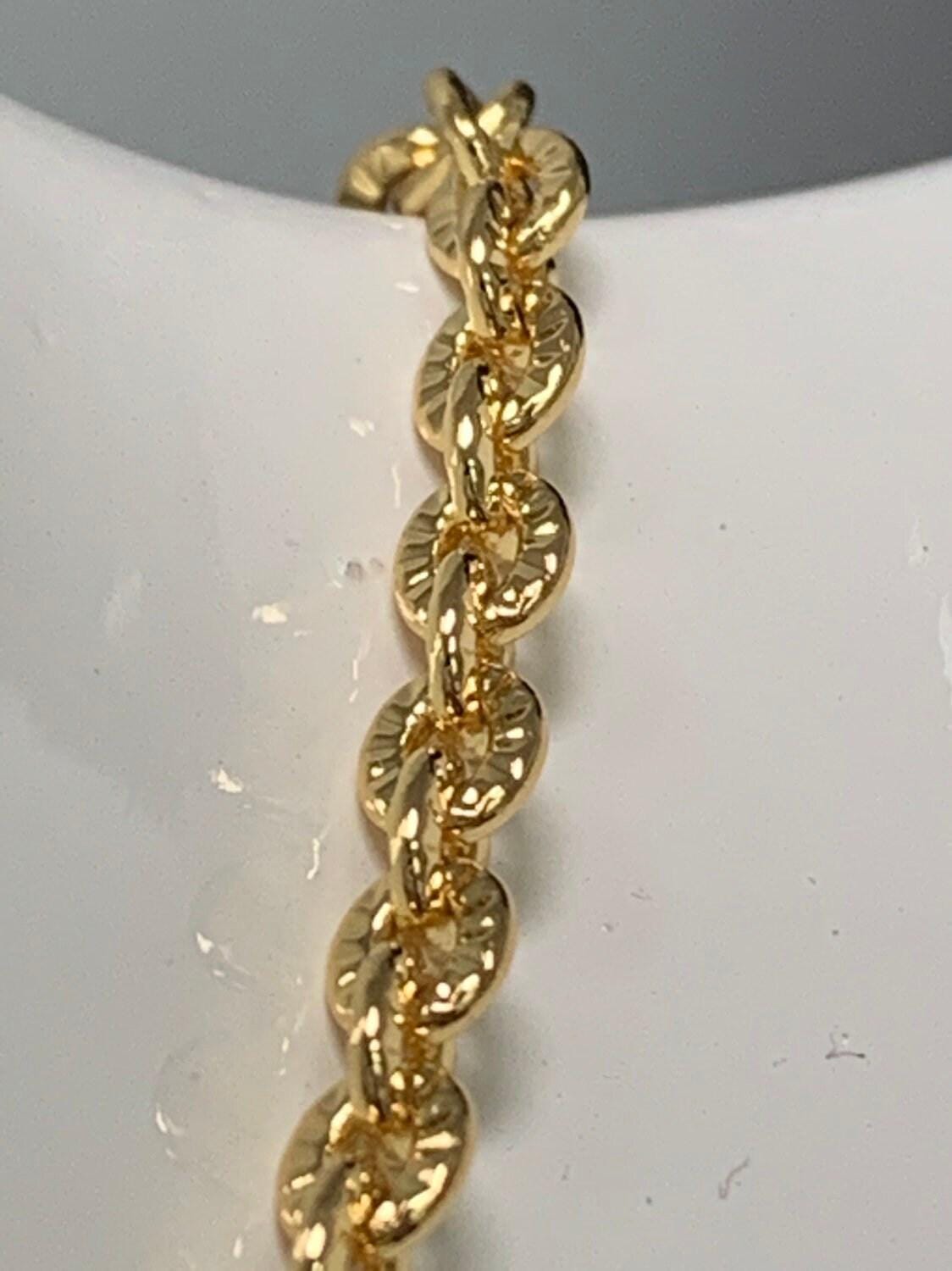 14k gold oval rolo chain by yard, sunburst stamp oval link, wholesale bulk roll chain for jewelry making, width 3.7mm, 469