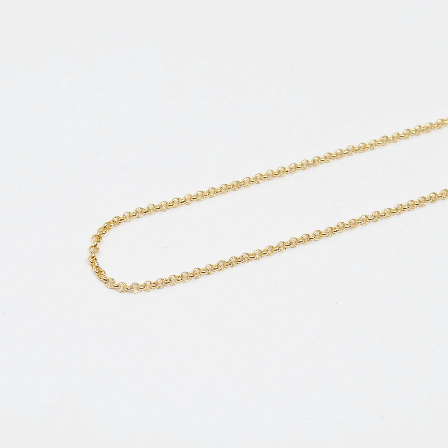 22k gold plated rolo cable chain by yard, gold plated box link chain, wholesale bulk roll chain for jewelry making, width 1.7mm,roll- 429