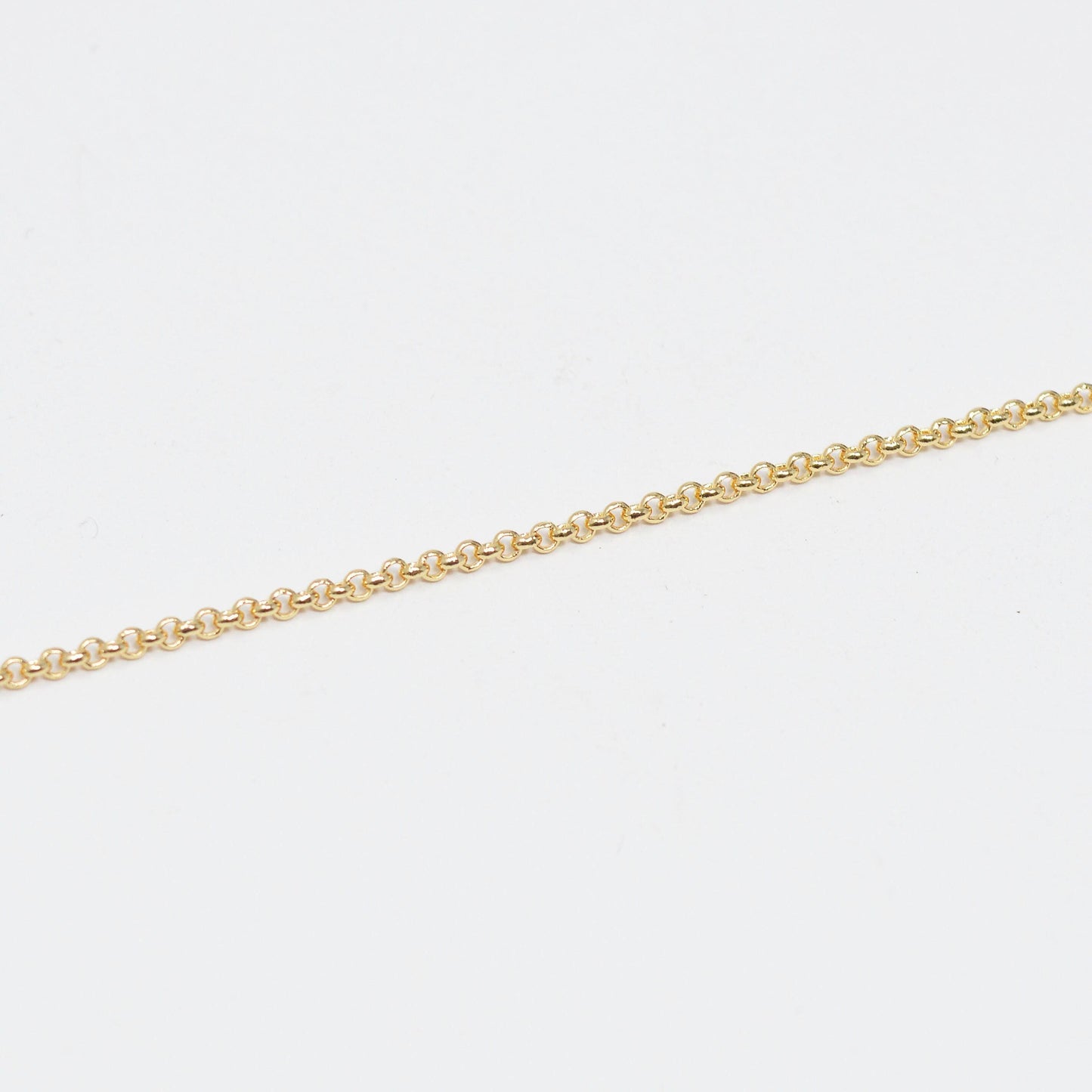 22k gold plated rolo cable chain by yard, gold plated box link chain, wholesale bulk roll chain for jewelry making, width 1.7mm,roll- 429