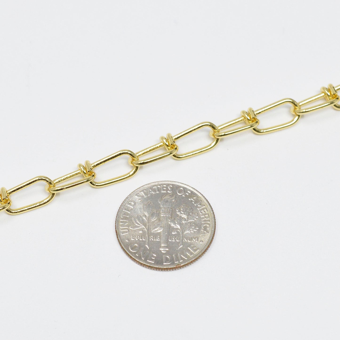 Figure 8 twisted 24k gold plated chain by yard, gold figure eight chain, wholesale bulk roll chain for jewelry making,size17.8x5mm, roll-426