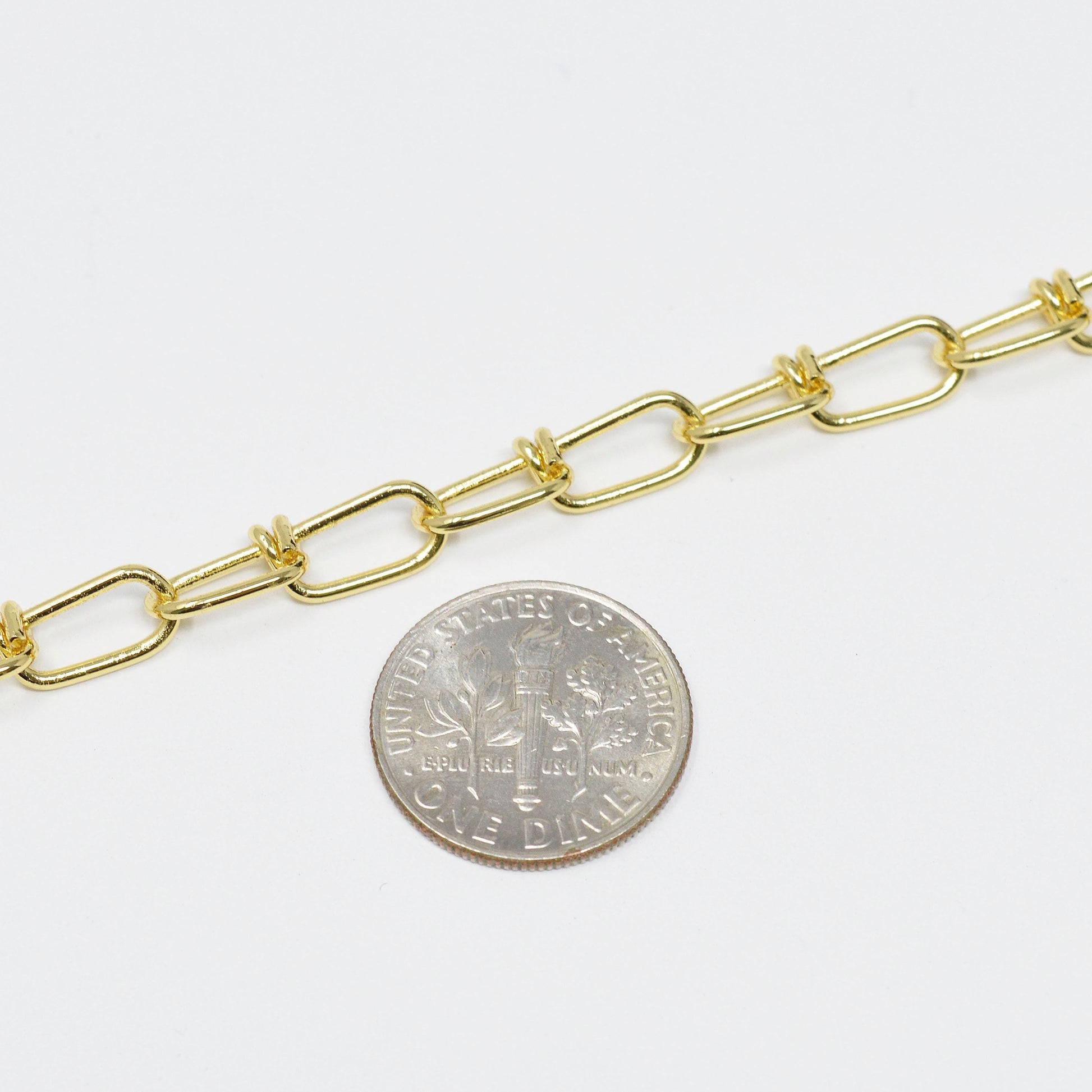 Figure 8 twisted 24k gold plated chain by yard, gold figure eight chain, wholesale bulk roll chain for jewelry making,size17.8x5mm, roll-426