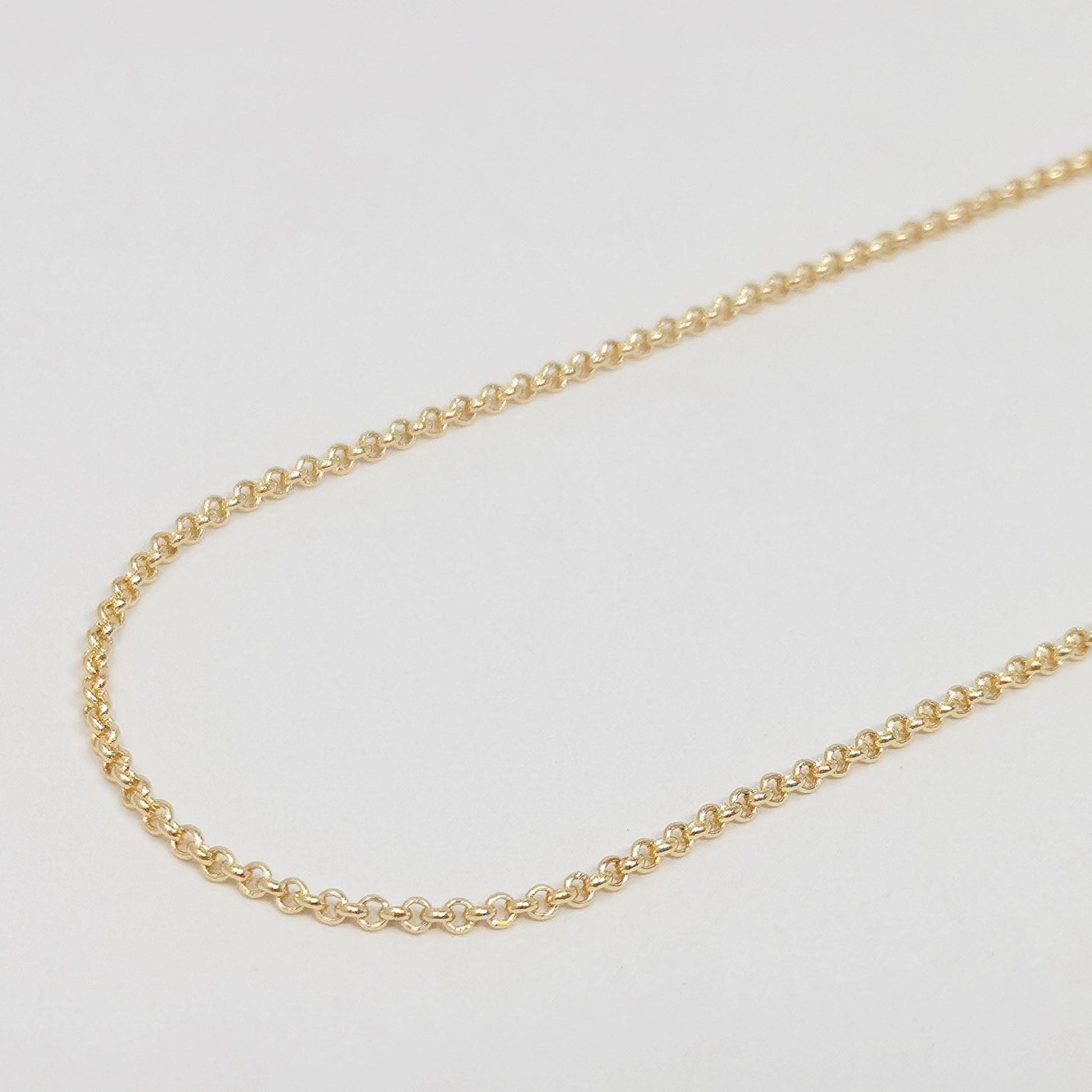 Gold rolo cable chain by yard, box link chain, wholesale bulk roll chain for jewelry making, width 1.5mm,roll- 414