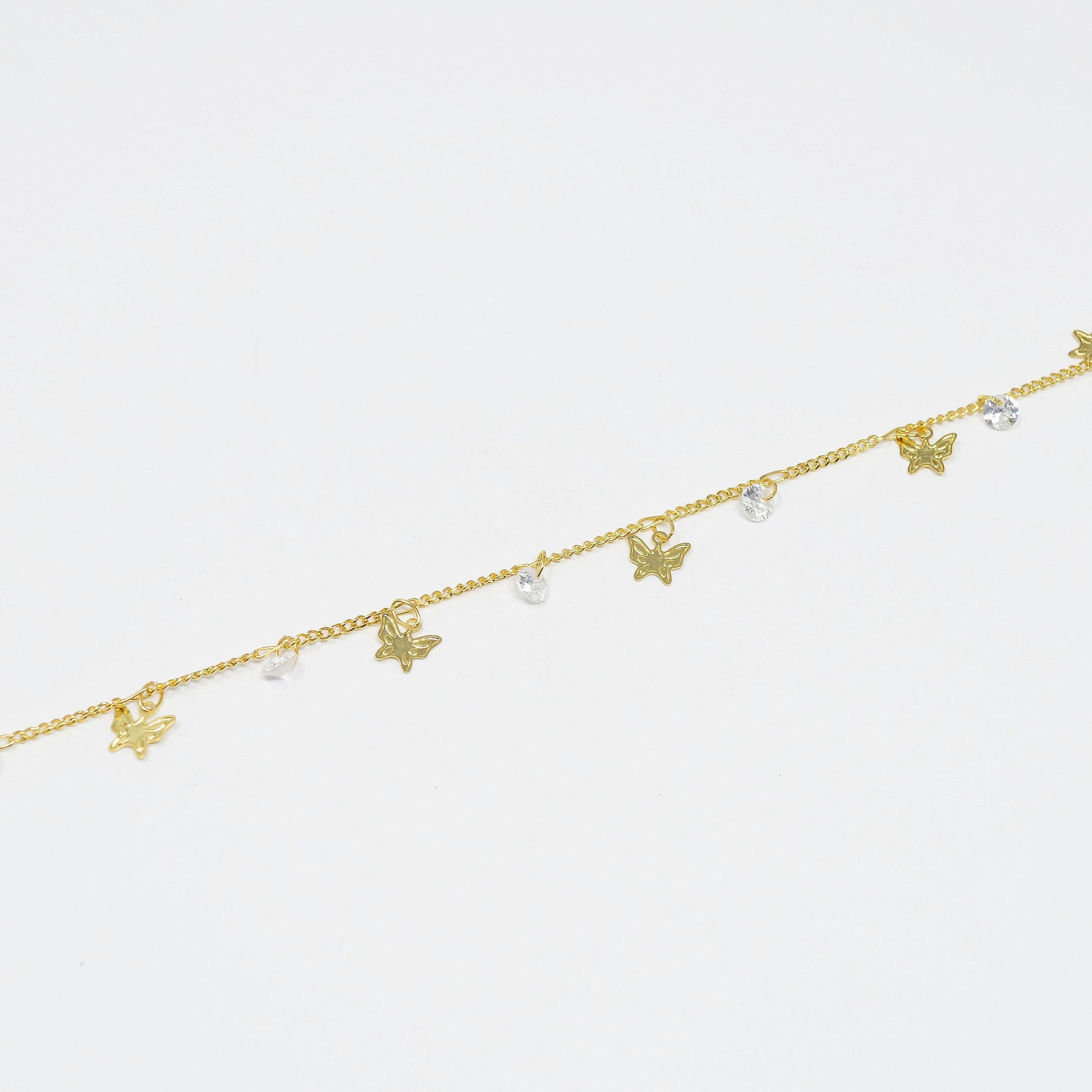 Butterfly 24k gold cubic chain by yard, monarch cz charm specialty link chain by foot, moth 6.9mm x6mm chain 0.7mm thick,roll-413