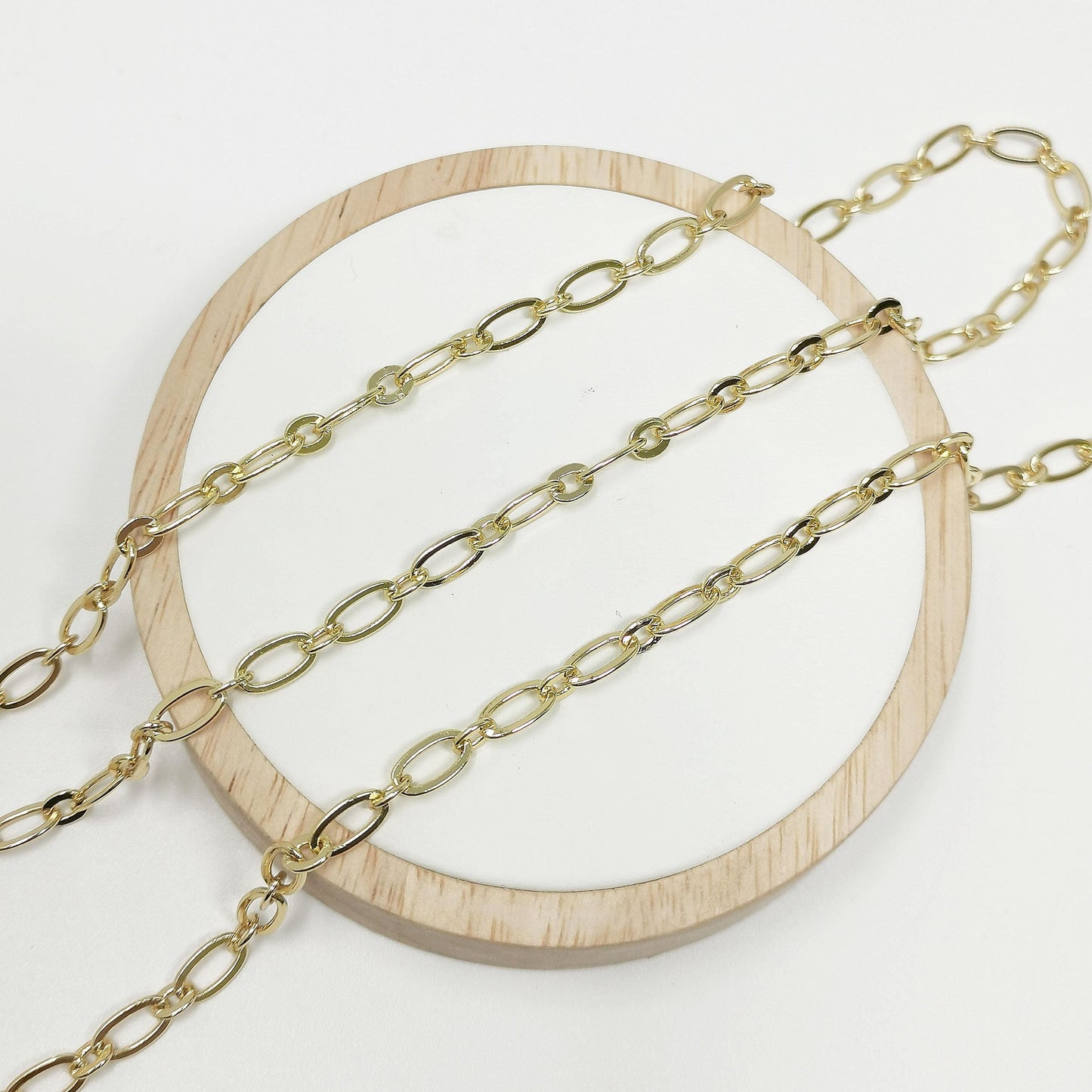 14k gold rolo cable paperclip chain by yard, link cable rolo elongate chain, wholesale bulk roll chain for jewelry making, 401