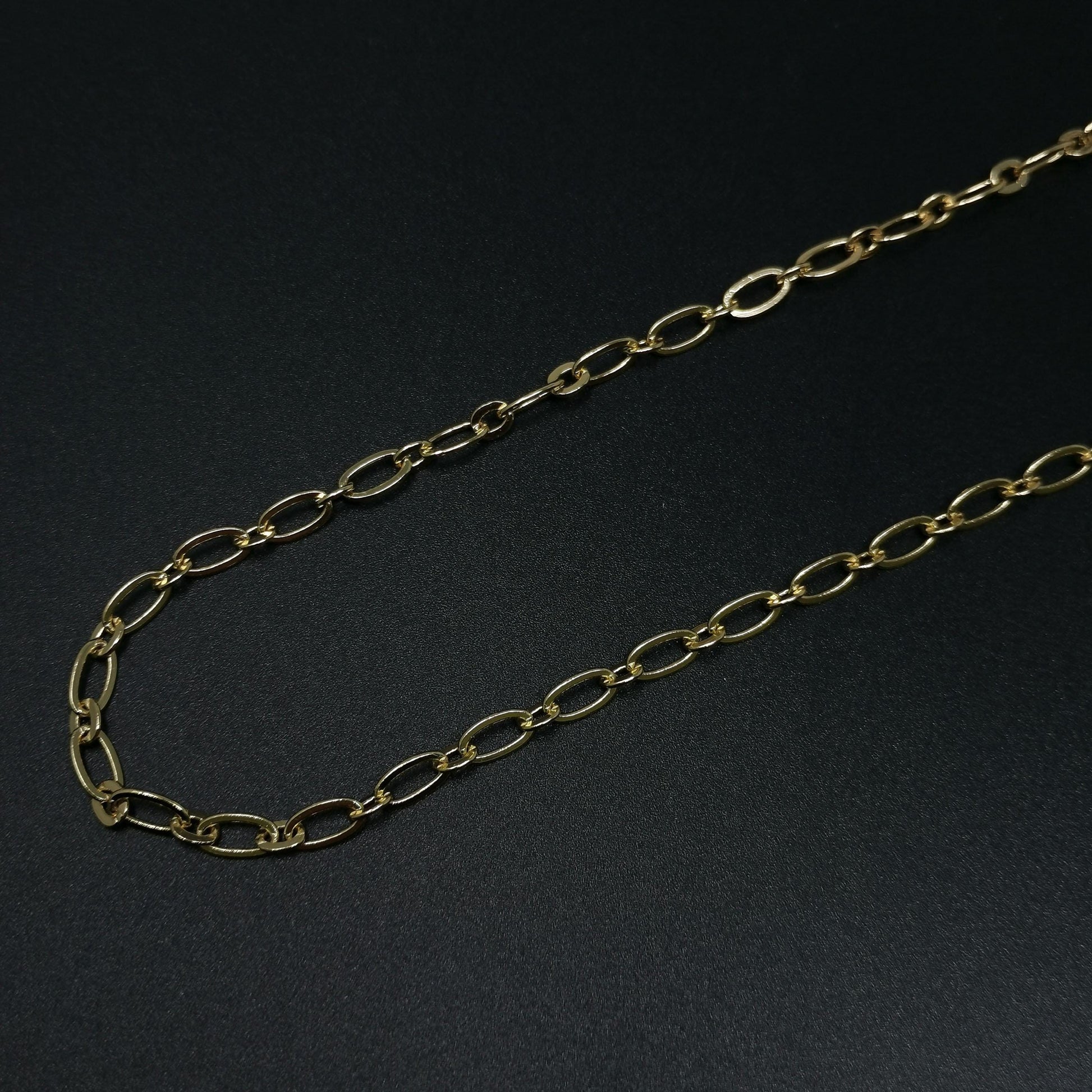 14k gold rolo cable paperclip chain by yard, link cable rolo elongate chain, wholesale bulk roll chain for jewelry making, 401