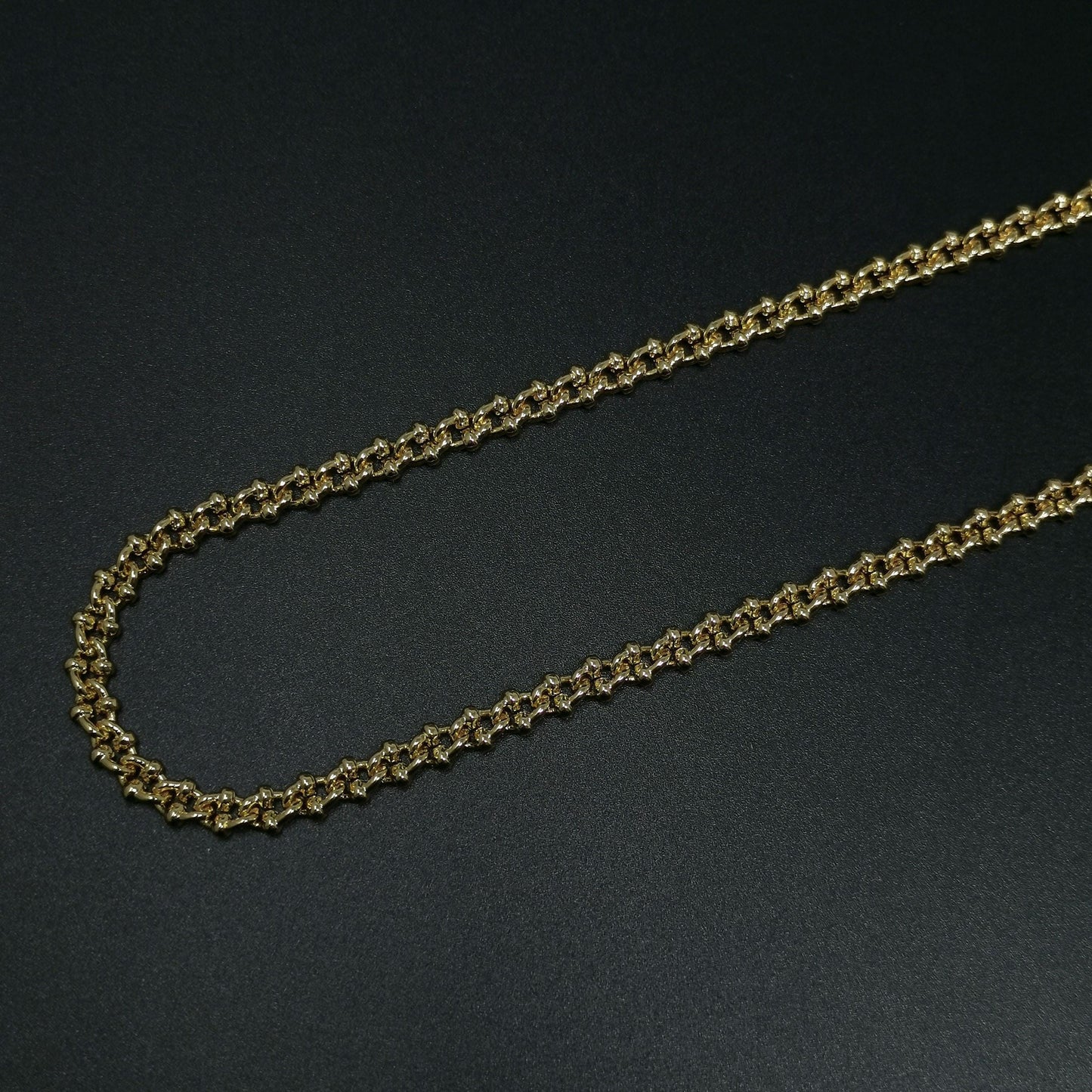 Bold gold chain by yard, oval double dot link chain wholesale bulk roll chain, size 8x5.5mm, roll-400