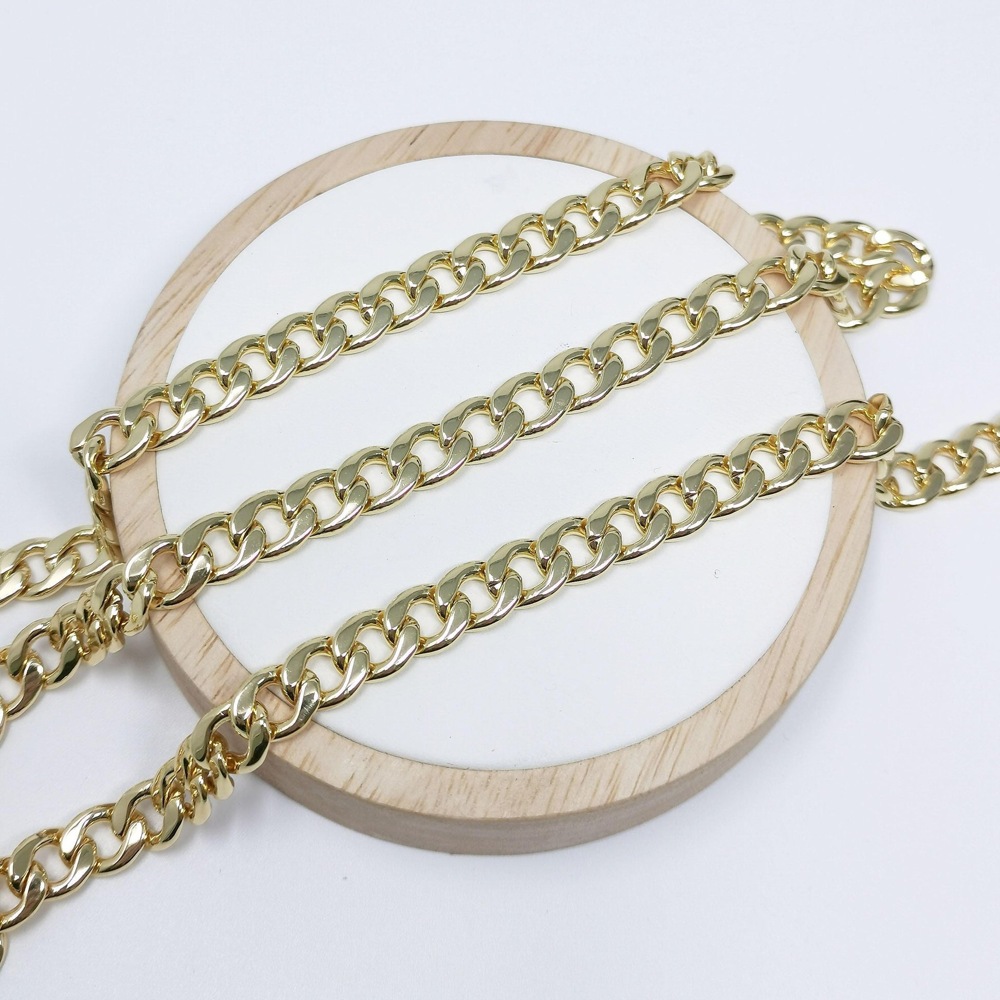 24k gold 10.3 mm x7.9mm cuban curb chain by yard, cuban curb chain, wholesale bulk roll chain for diy craft, thickness 2.1mm,roll-391
